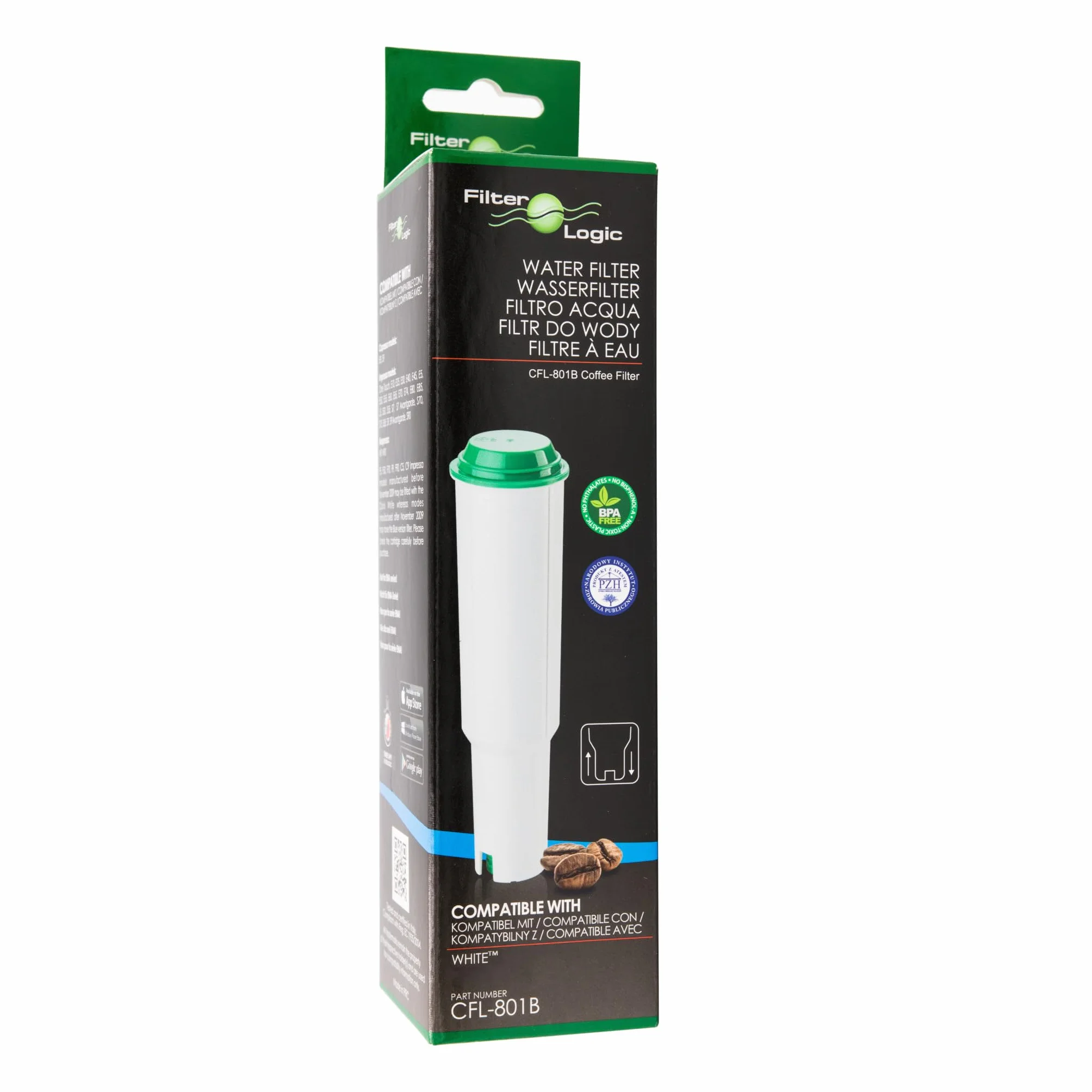 FilterLogic CFL-801B | 8x Filtro de agua compatible con JURA máquina de café espresso con WHITE 60209 68739 62911 cartucho filtrante para cafetera automática