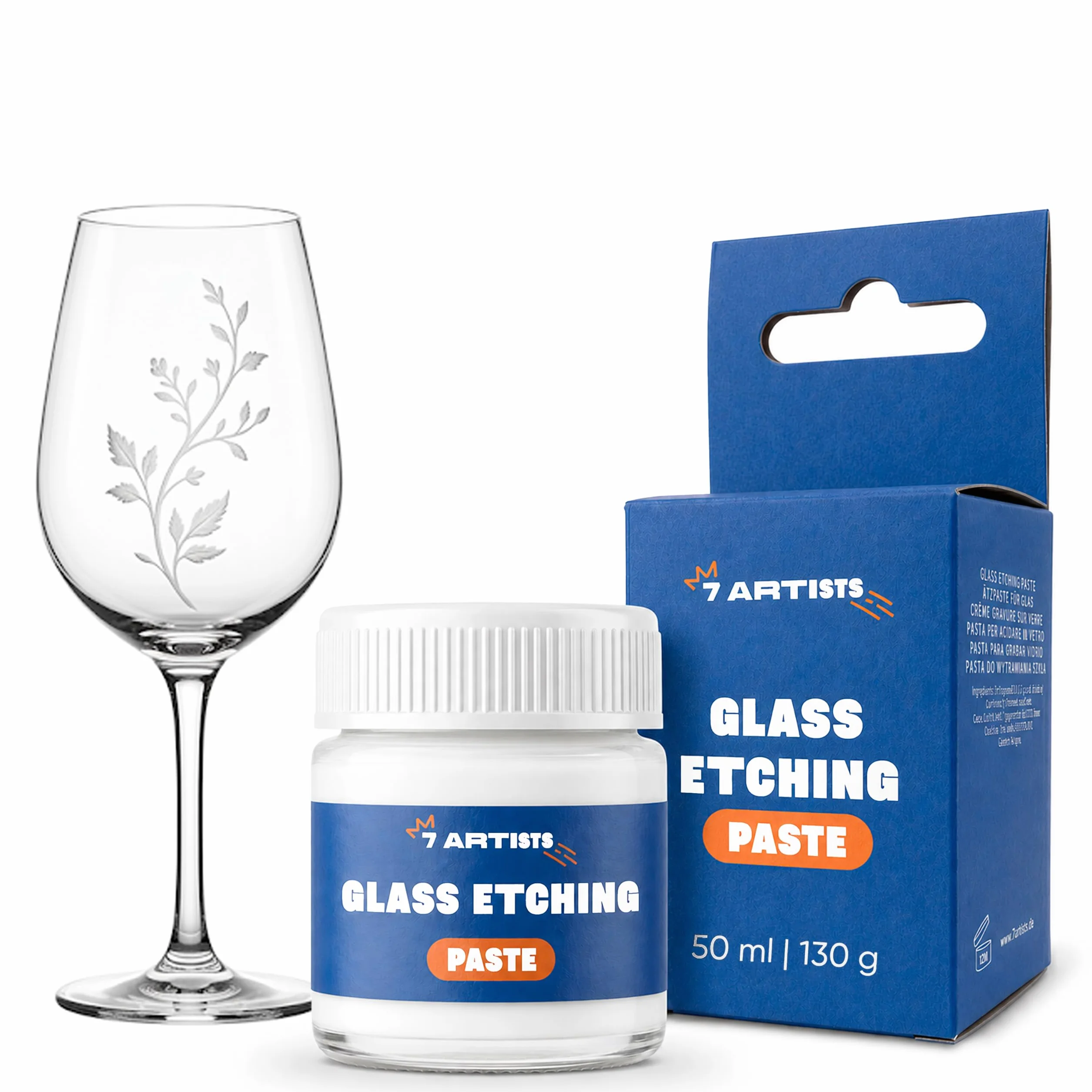 Crema Acido para Grabar Vidrio 50 ml (130 g) – Pasta para Grabar Cristal con Efecto Esmerilado Permanente para Vasos, Copas, Botellas y Jarrones | Glass Etching Cream para Decorar Vidrio
