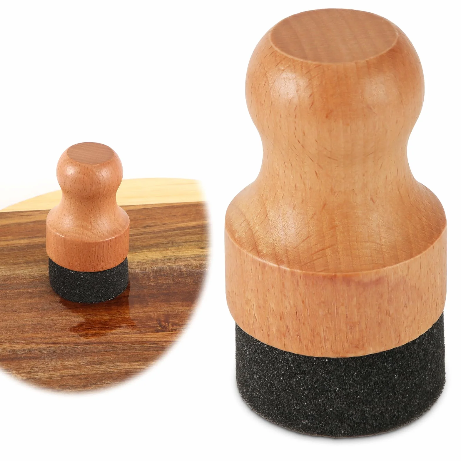 Aplicador de Aceite para Tabla de Cortar de Madera con Mango, 9,5x5x5 cm, Marrón