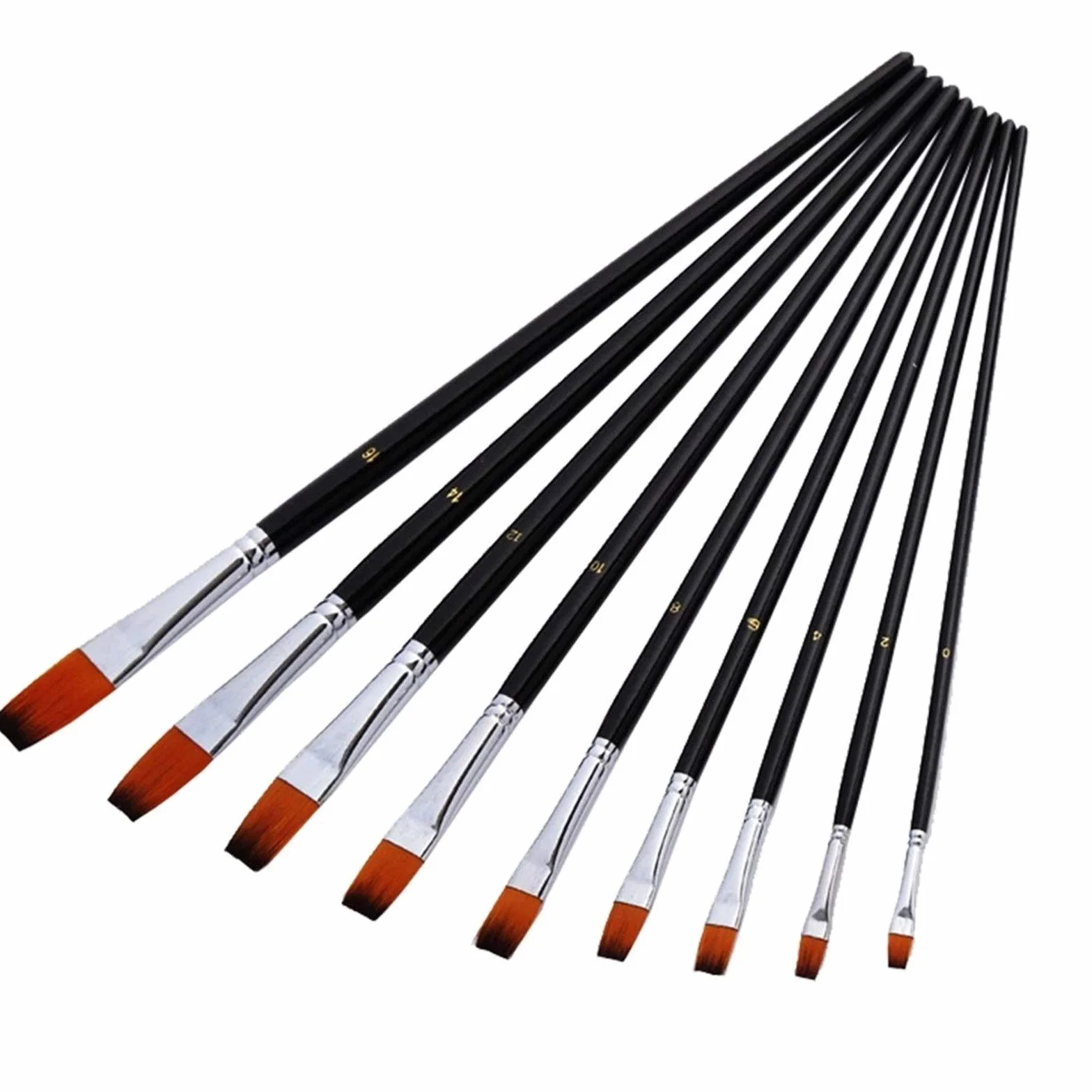 Juegos de Pinceles 9pcs Professional Artist Pinte Pinceles Set Negro Long Manera de Madera Nylon Point Brocha para Principiantes y Profesionales(Type 2)