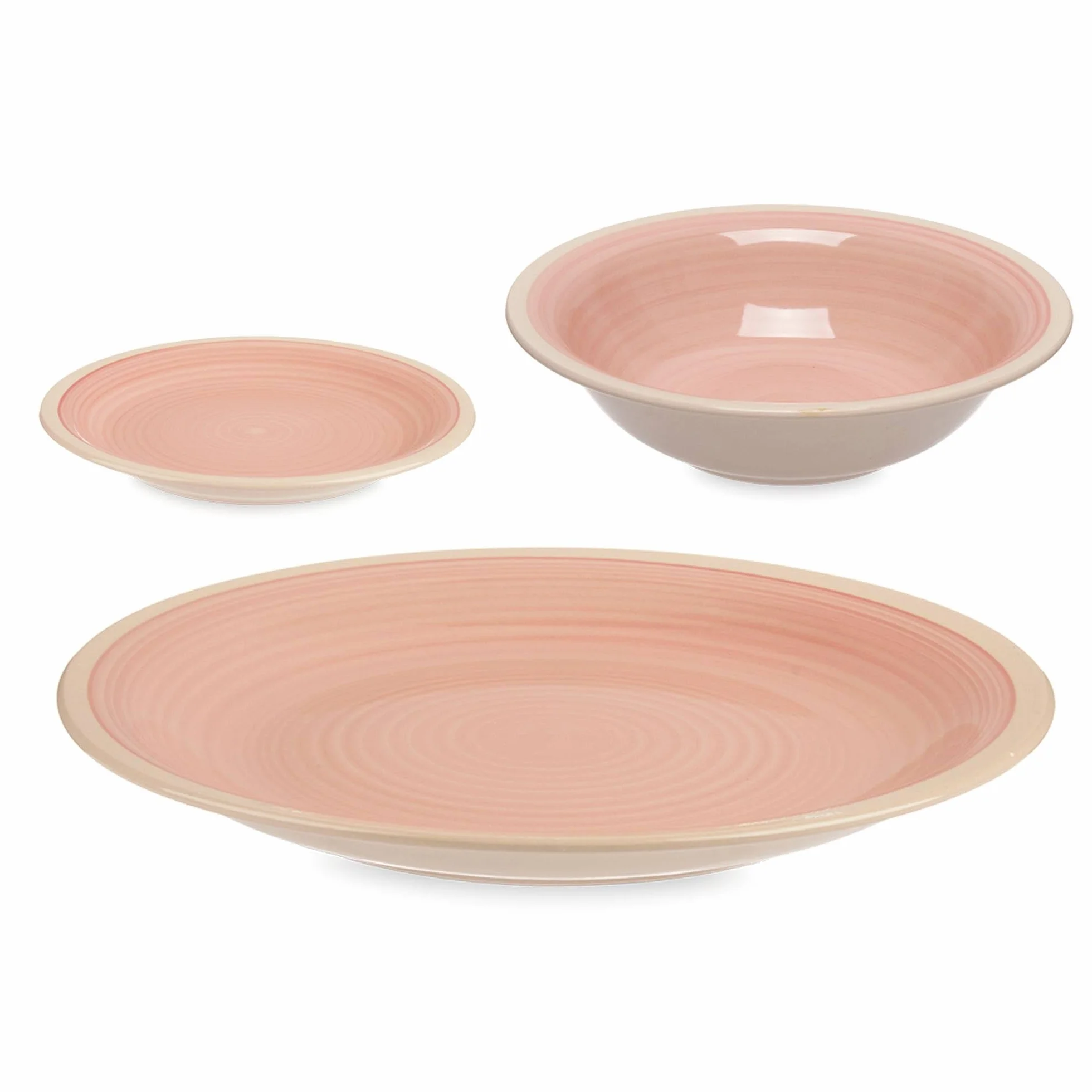 San Ignacio Set 18 pzs vajilla gres rosa borde colección VESSIA
