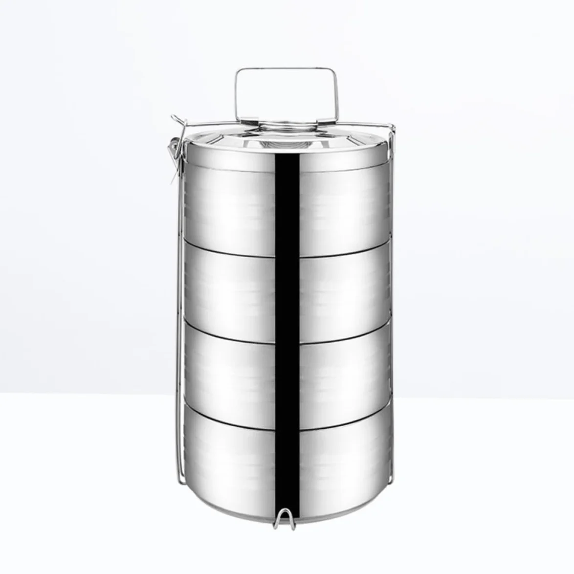 VILLCASE Fiambrera de Acero Inoxidable 4 Niveles, Caja de Almuerzo Térmica que Conserva el Sabor Original y Separa Alimentos, Adecuado para Picnic y Trabajo
