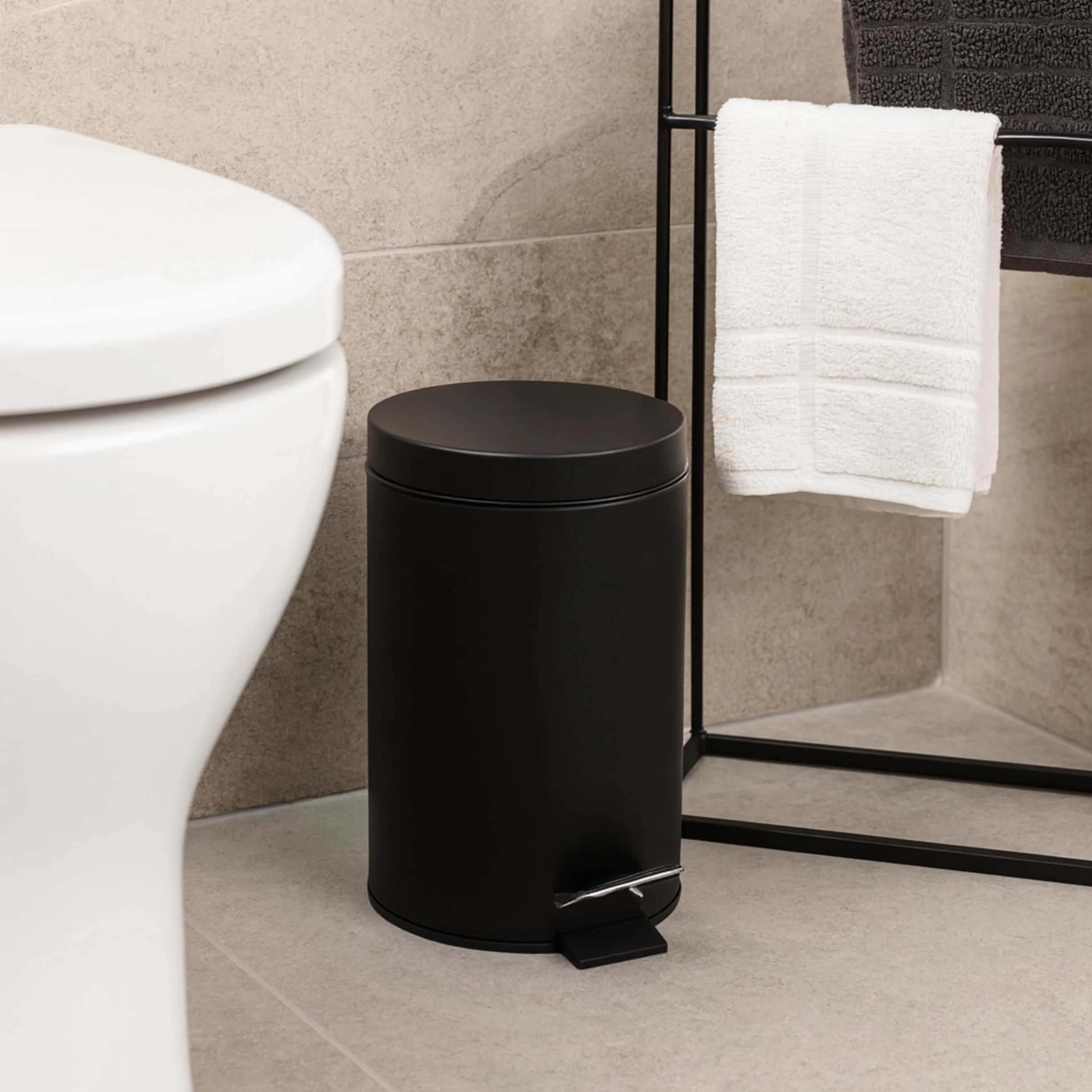 Beldray cubo de baño con pedal 3 L acero inoxidable tapa cierre suave cubo interior extraíble negro