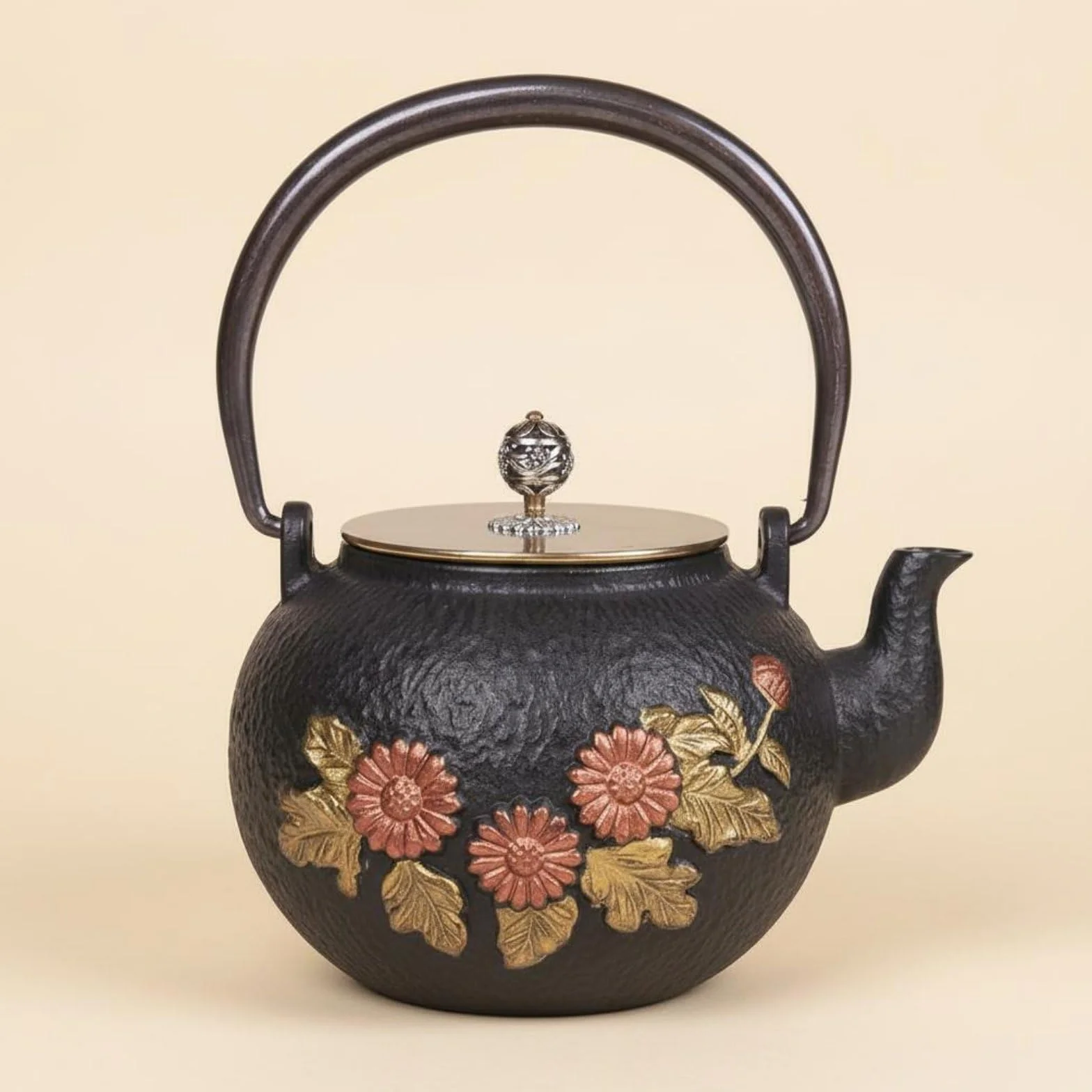 predolo Tetera de Hierro Fundido Japonesa Tetera Hervidor Caldero Jarra con Interior sin Recubrimiento Que Enriquece el Agua con de Hierro Adecuada para, 1.2 Resorte Antiguo