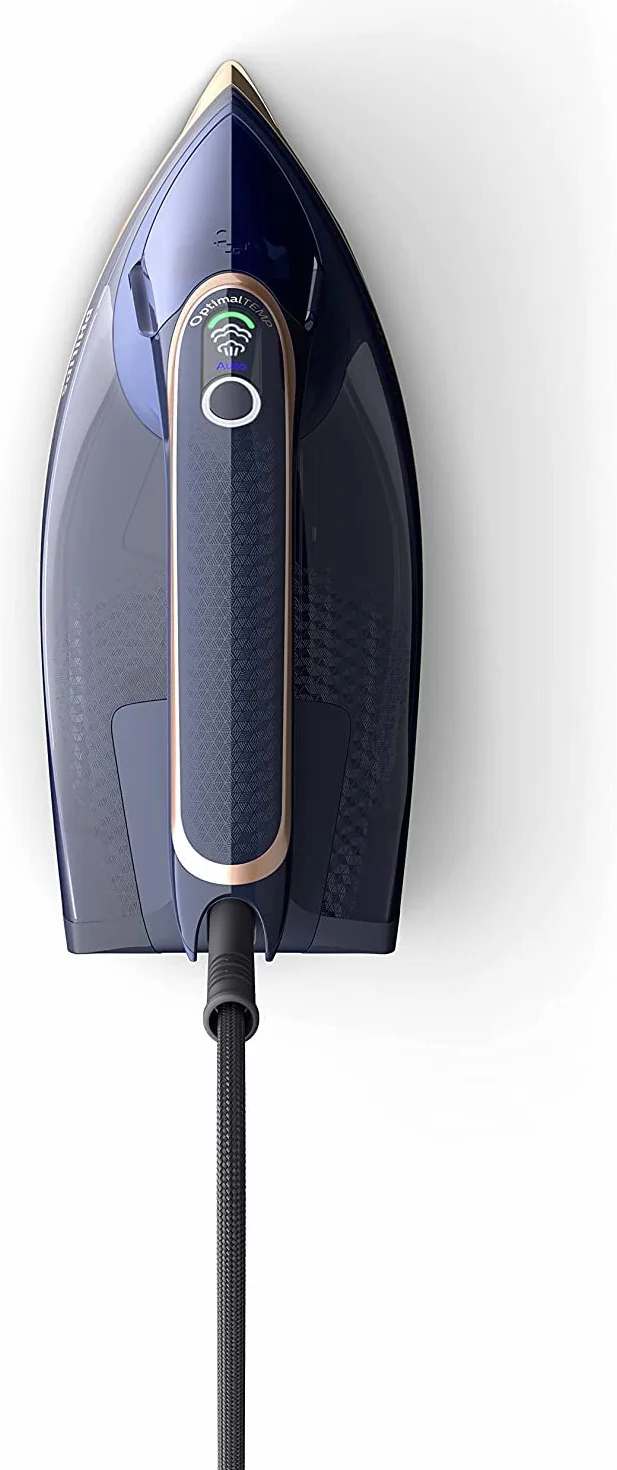 Philips Azur Serie 8000 Plancha De Vapor - 85 g/min De Vapor Continuo, 260 g De Impulso De Vapor Turbo, 3000 W, Tecnología OptimalTEMP, Suela SteamGlide Elite, Azul Oscuro (DST8050/20) | Depósito de 350 ml, sistema antical integrado, tecnología OptimalTem
