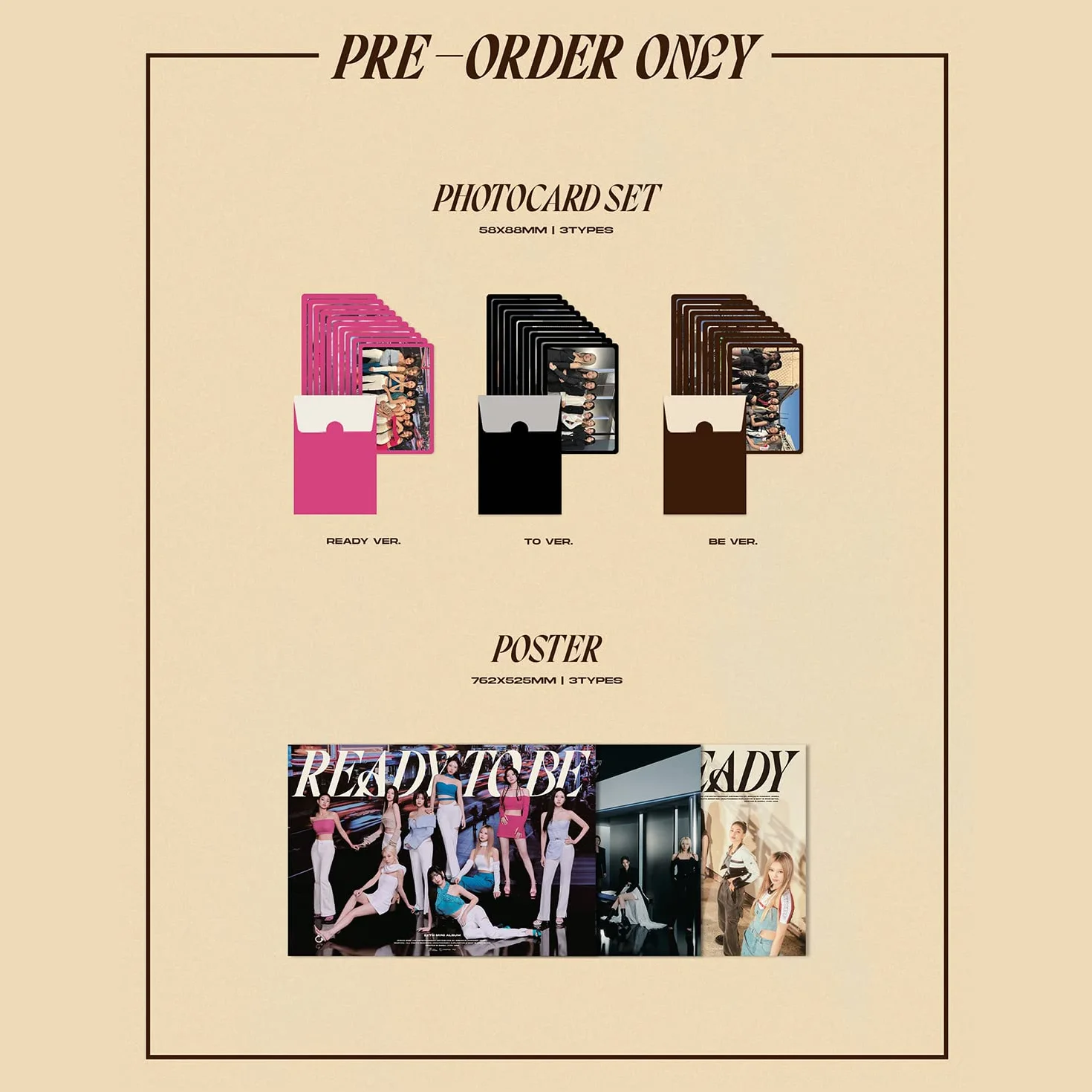 TWICE 12th Mini Album READY TO BE READY Ver. Photobook CD-R Folded Poster Postcard Message Photocard Set PVC Card