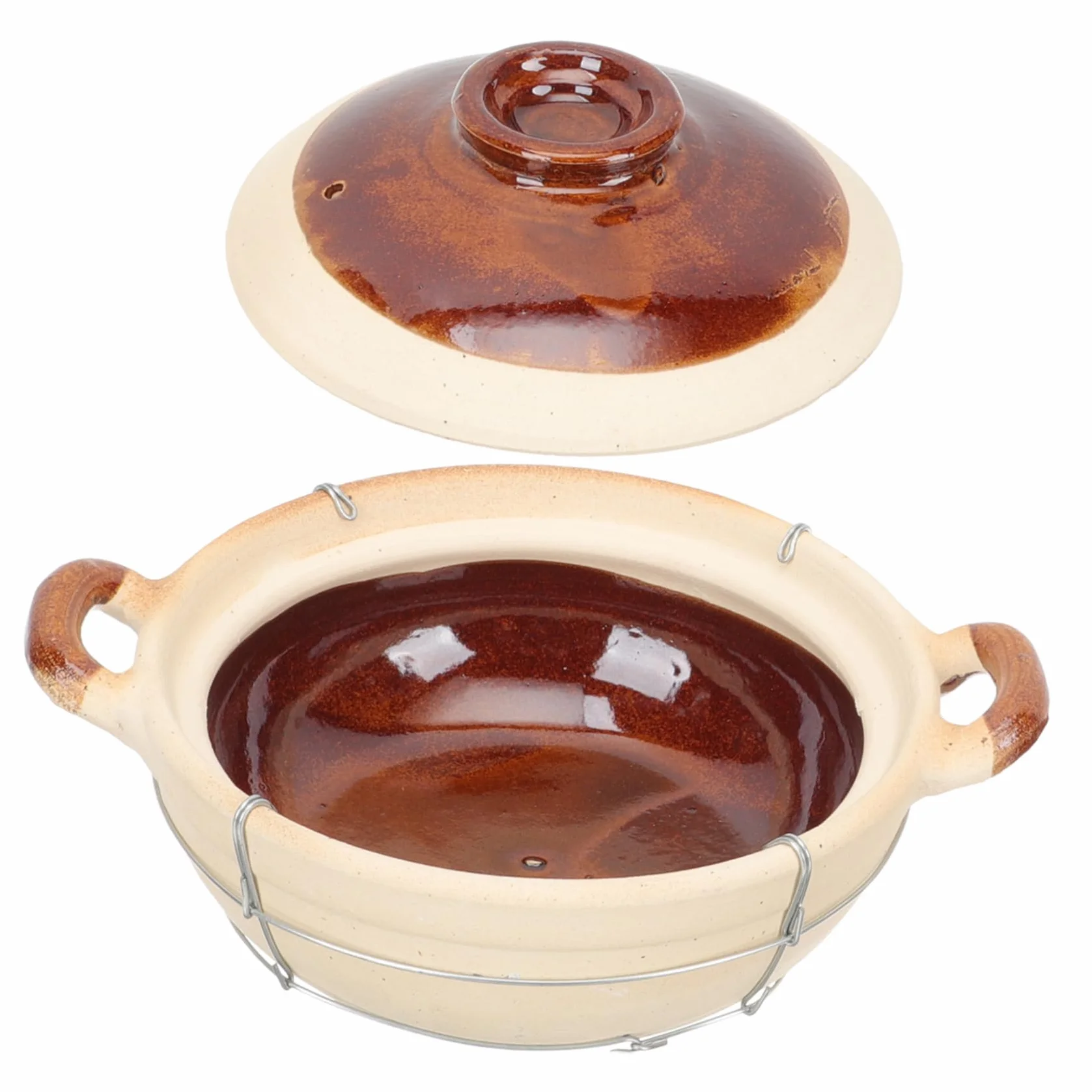 Sosoport Olla Doméstica de Barro Asa Única, Capacidad 0.5l, Transferencia Uniforme de Calor y Superficie Antiadherente para Guisar Comida en Cocina Casera