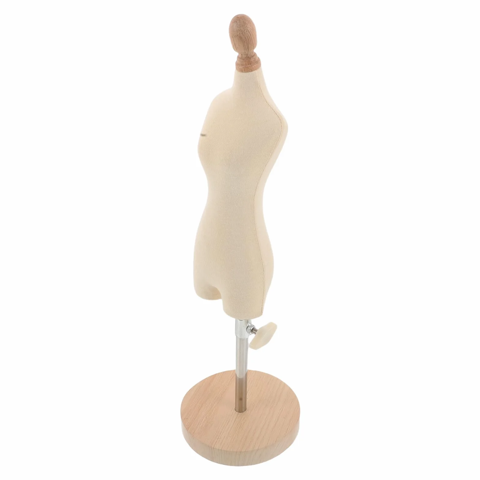 Maniquí de Costura Femenino Mini 1/4 Escala Soporte de Madera Natural para Proyectos de Confección y Manualidades, Modelo Realista para Diseño y Ajuste de Vestidos