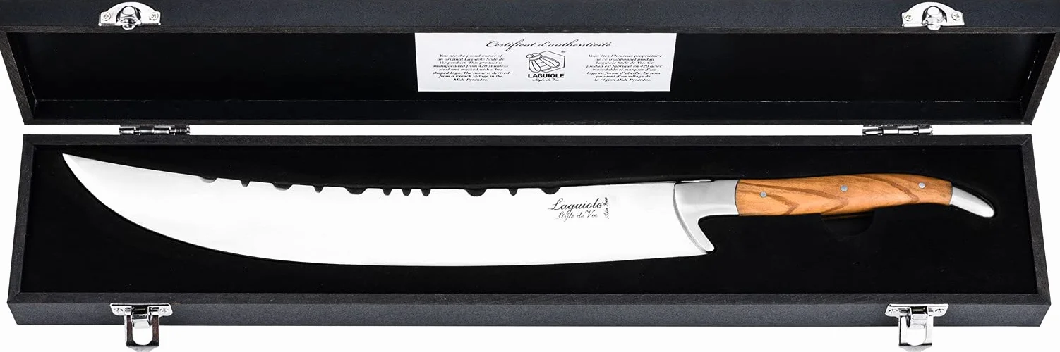 Laguiole Style de Champagne Sable madera de olivo caja de regalo