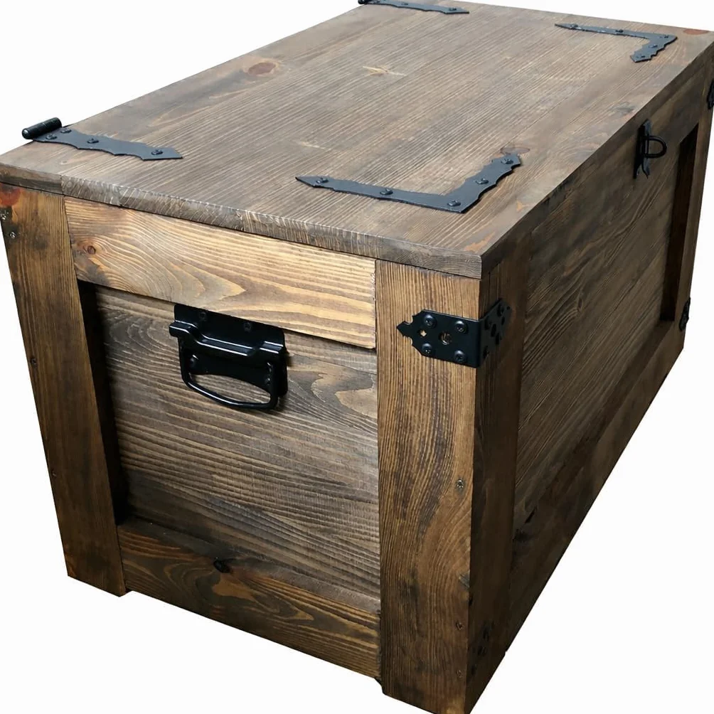 weeco Cofre del tesoro de madera con cuatro ruedas. 24 kg, 80 x 45 cm, baúl, mesa auxiliar, vintage, shabby chic, tapa plegable y espacio de almacenamiento.
