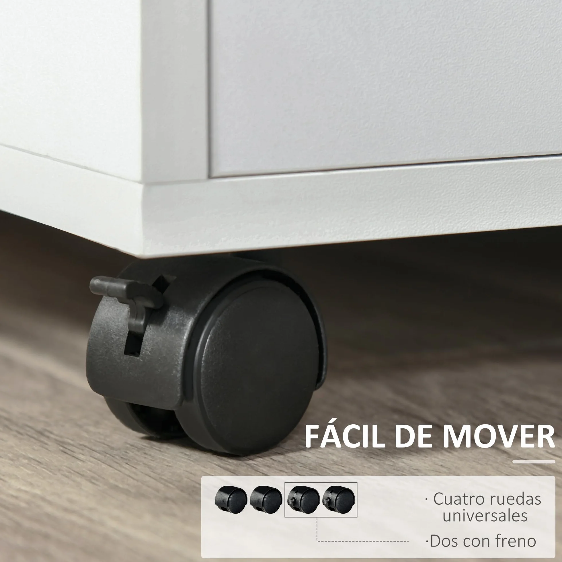 HOMCOM Mueble con Ruedas para Impresora Armario de Oficina Multifuncional con Estantes con Amplio Espacio de Almacenaje 60x50x65,5 cm Blanco