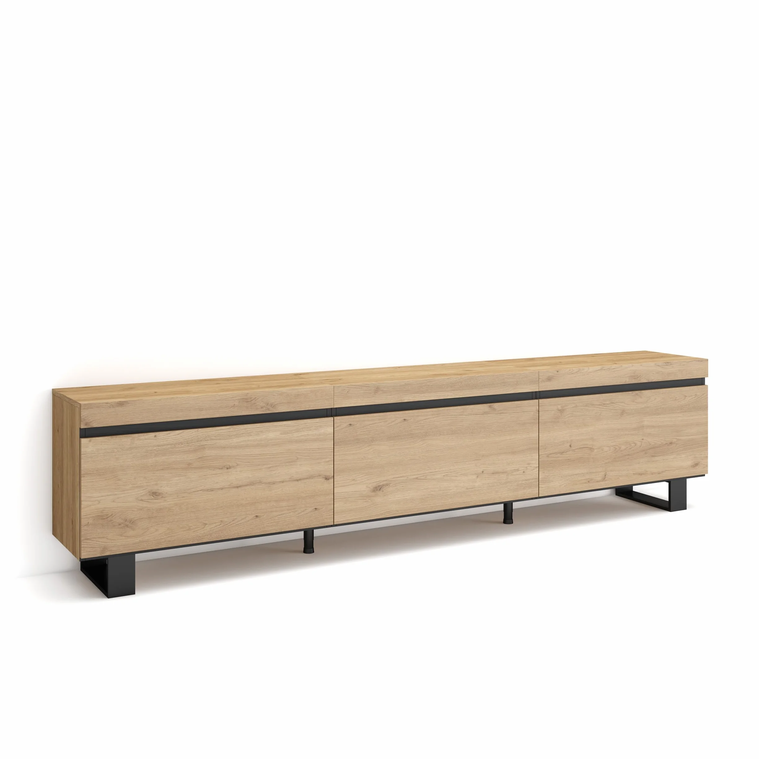 Skraut Home | Mueble TV | Televisión | Muebles de salón, almacenaje | 240x57x35 cm | Diseño Industrial | Estilo Moderno | Roble
