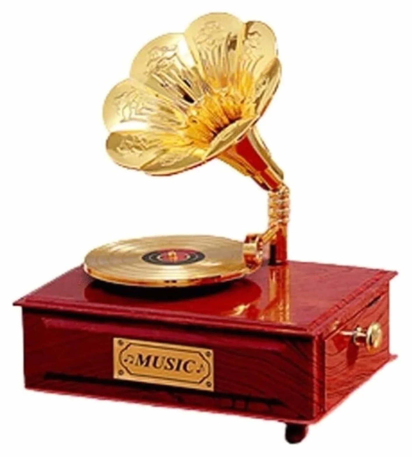 Caja de música Caja de música Caja de música con fonógrafo for Discos de plástico Caja de música for Almacenamiento de Joyas for decoración de cumpleaños (marrón 11 * 7,3 * 14,5 cm)(Brown)