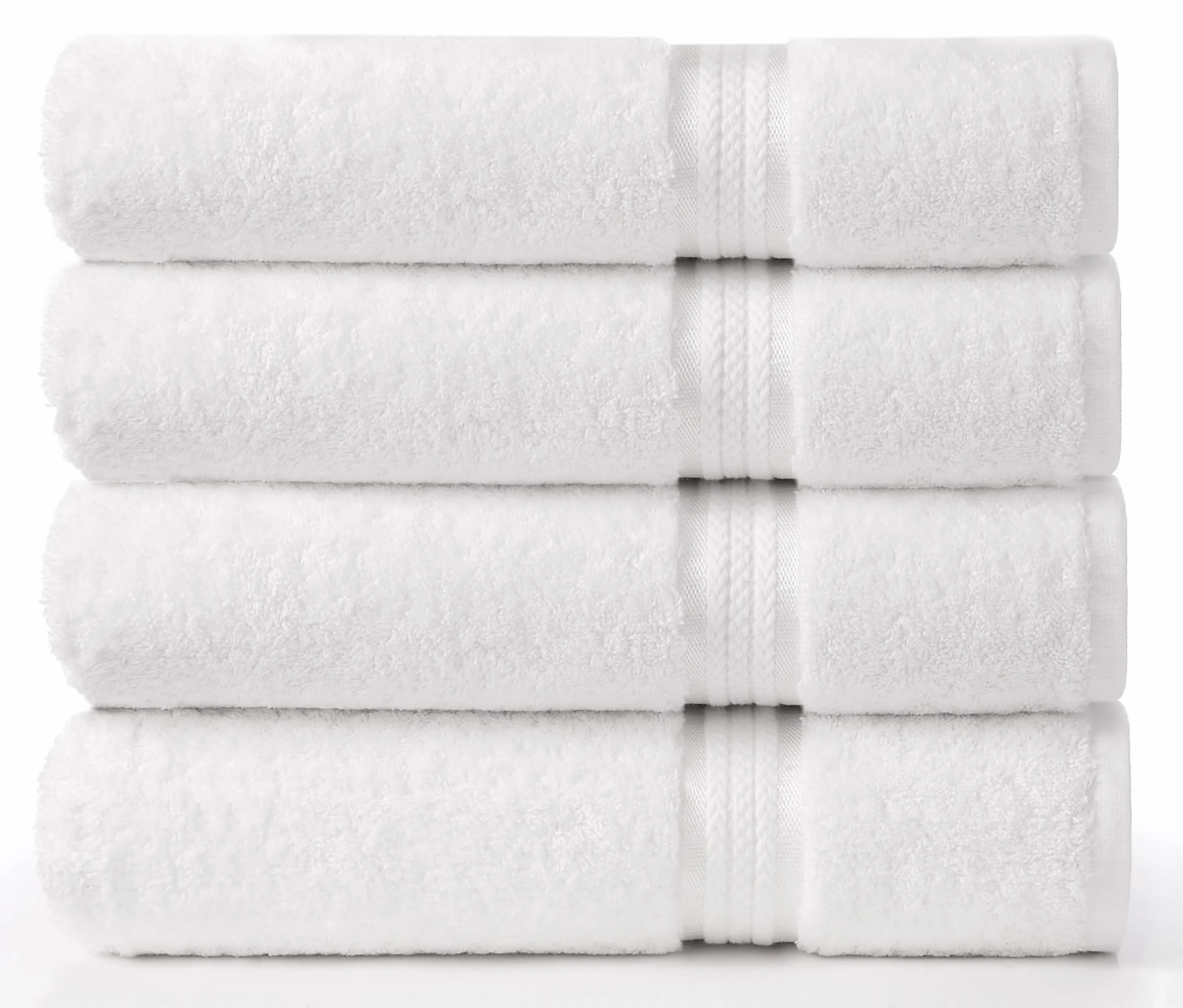 Cotton Craft - Toallas de baño extragrandes, extrasuaves, 100% algodón con Hilado de Anillo, Borde de rayón de Lujo, Ideales para el Uso Diario, fáciles de Limpiar, Lavables a máquina, 4 Unidades
