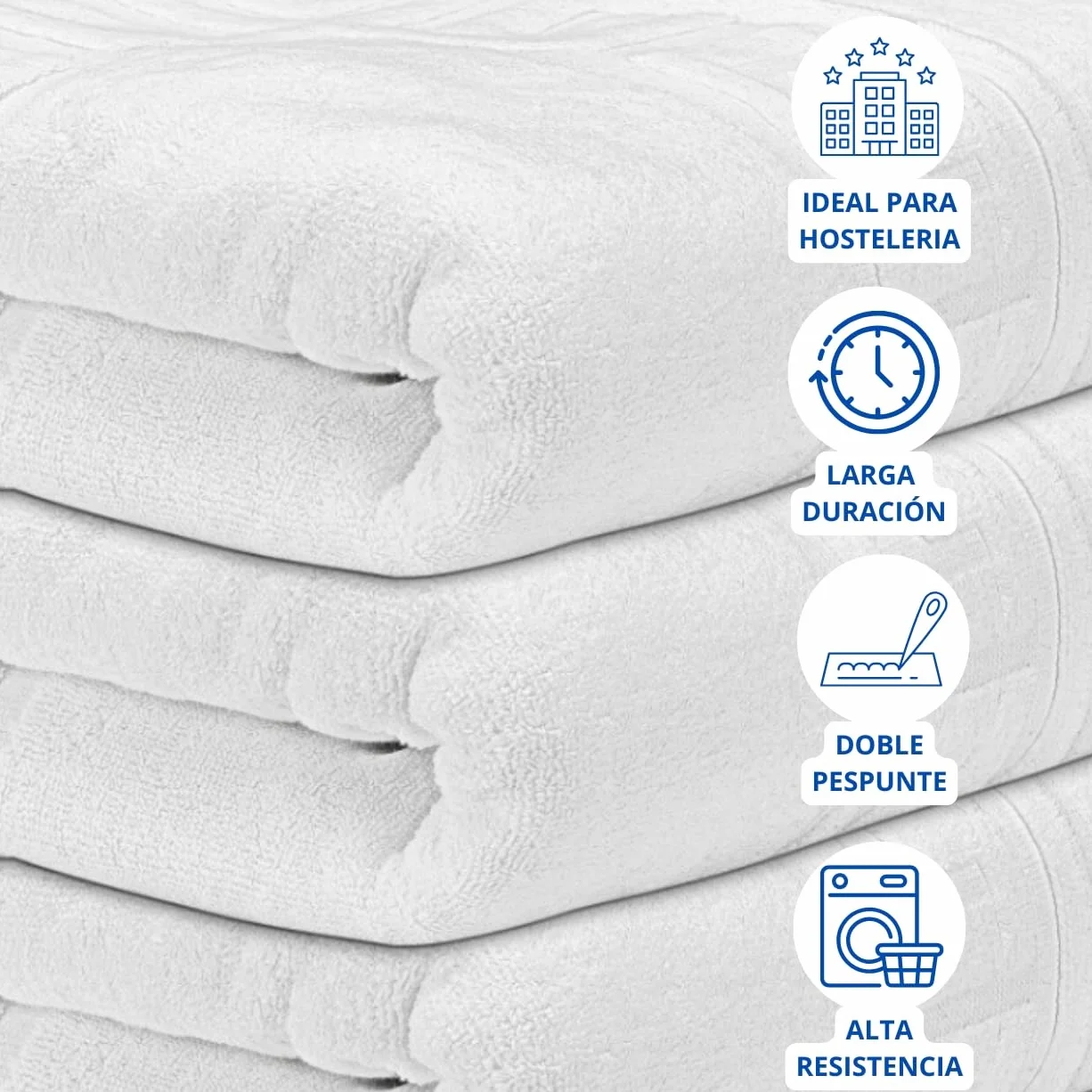 Pack de 4 Alfombras Baño 50x70 cm 100% Algodón 500GSM - Tapete Ducha Blanco Estilo Toalla