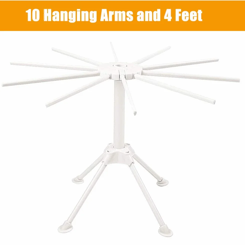 Soporte Plegable Secador de Pasta Fresca, Secador de Pasta Fresca Estante de Secado de Pasta Fideo Plegable con 10 Asas de Barra Fácil de almacenar, rápido de Instalar