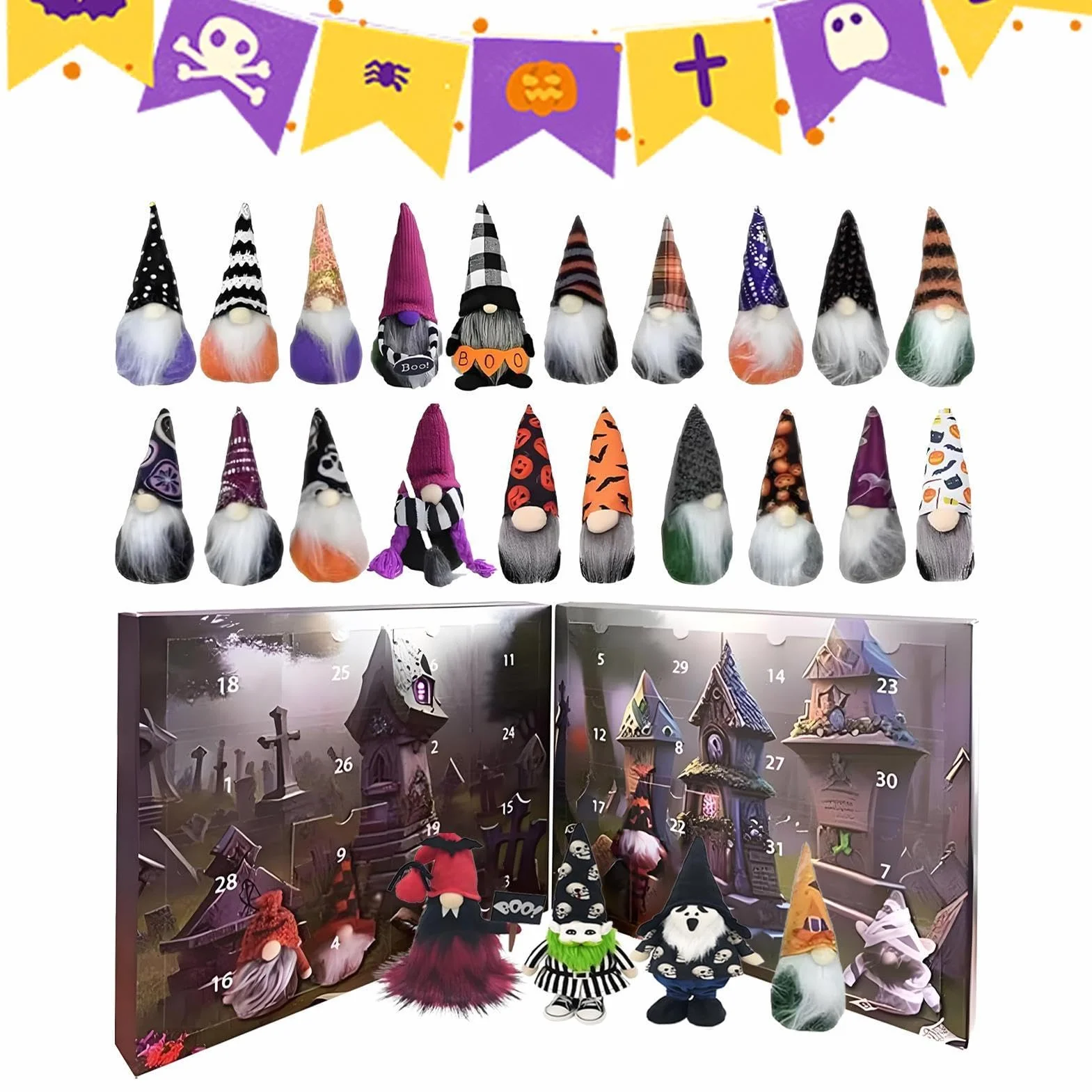 Gnomos De Halloween Muñeco Enano con Sonido y Luz | Calendario De Cuenta Atrás Para Las Festividades Para Cumpleaños Sala Dormitorio Vacaciones Estantería Oficina En Casa