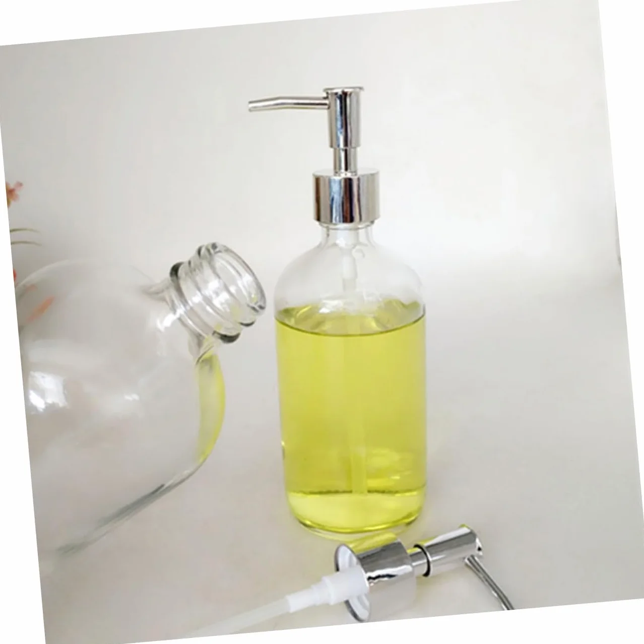 Cabilock 4 Piezas Contenedor De Loción Botella De Loción Portalápices para El Aula Contenedor De Artículos De Tocador Dispensador De Jabon Champú Botella De Vidrio