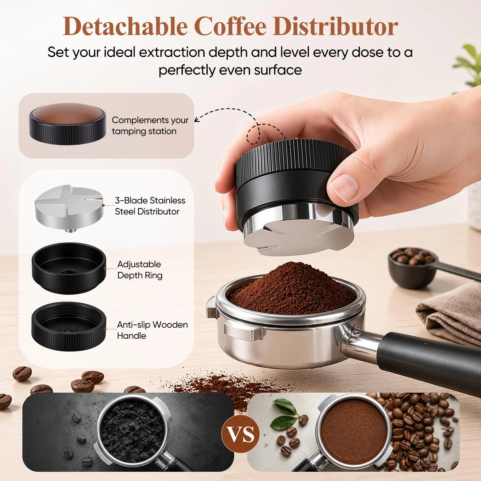 Kit Barista 9 Piezas, Tamper de Café de 51mm, Accesorios de Espresso | Barista Accesorios Cafetera con Tamper, Distribuidor, WDT Tool, para Máquina Espresso Portafiltro