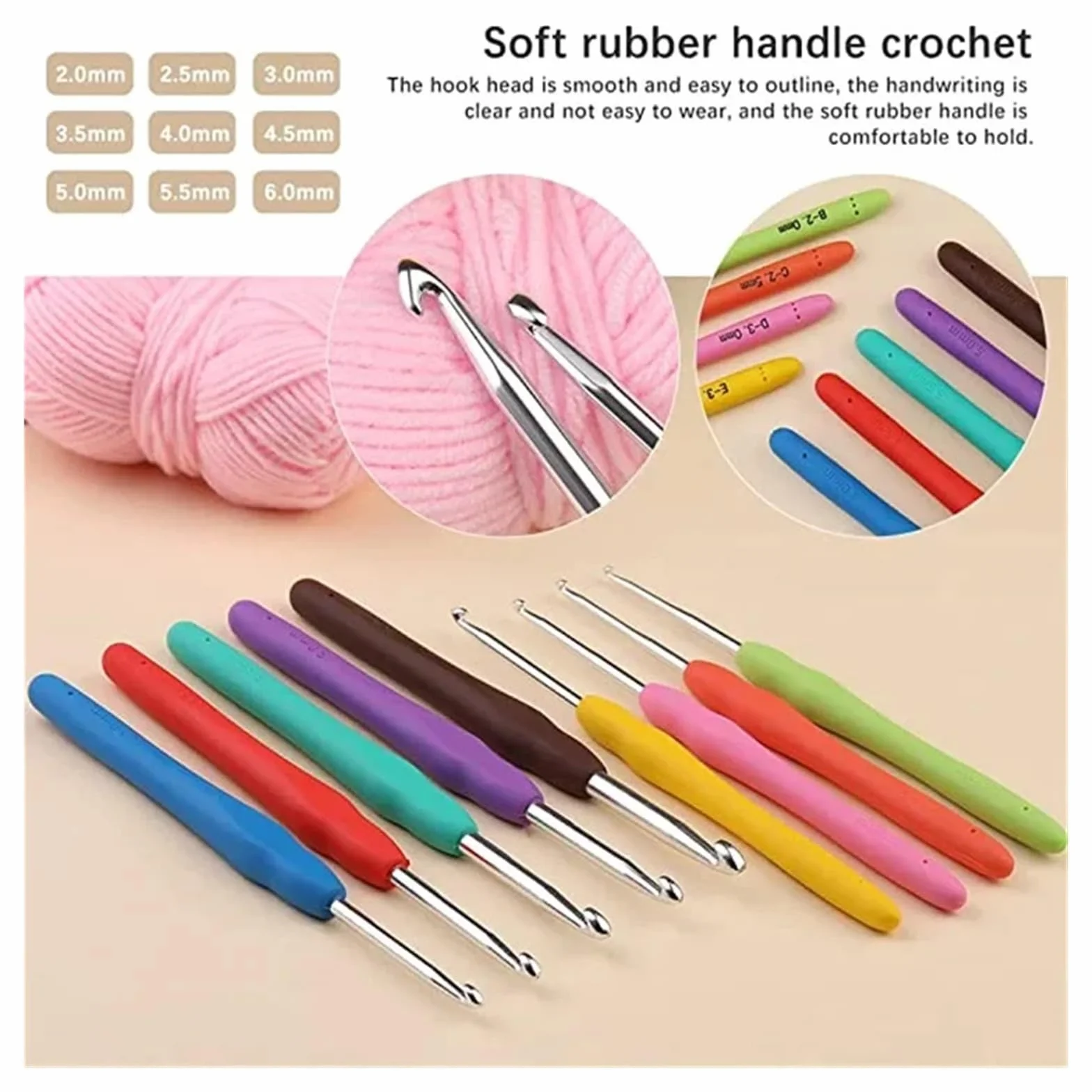 Kit Ganchillo Juego de bolsa de crochet portátil, herramienta for tejer lana, regla de costura, agujas, hilo, kit completo de material de crochet(107 pcs set)