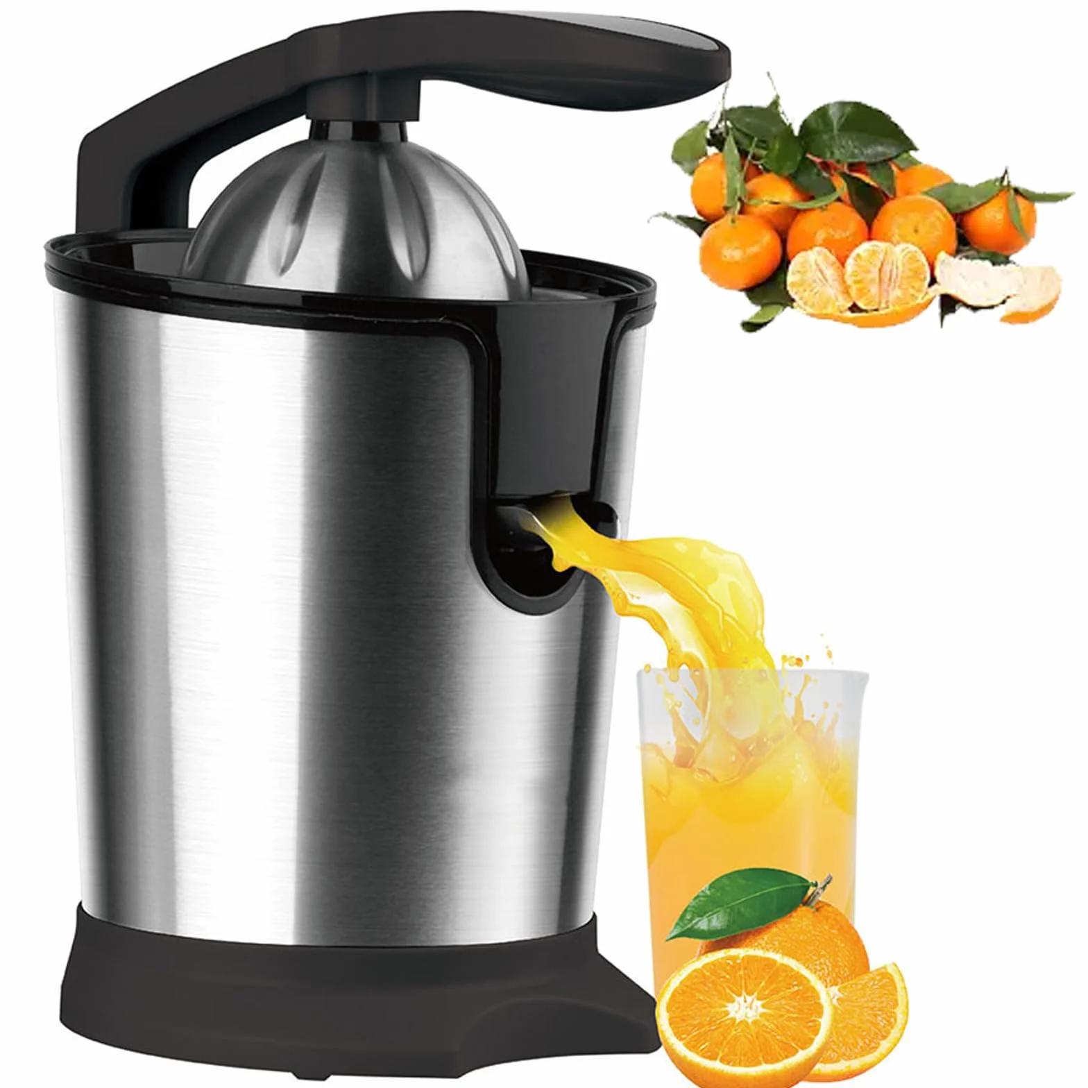 Exprimidor eléctrico de 400 ml, de acero inoxidable, exprimidor de cítricos, 160 W, para zumo de naranja, lima, pomelo, limón