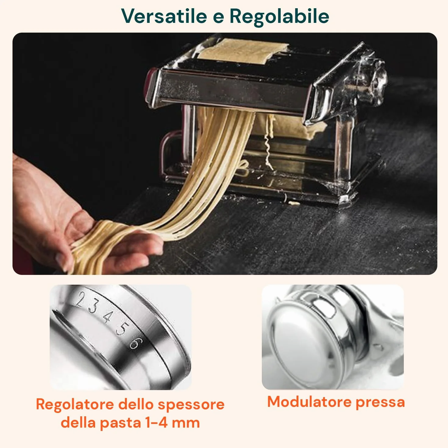 Avilia Máquina para hacer pasta eléctrica PM1650 135 W - Cuchillas intercambiables de 1 mm a 4 mm para espaguetis y tallarines - Produce hasta 4 kg de pasta por hora - Dimensiones 18 x 26 x 23 cm