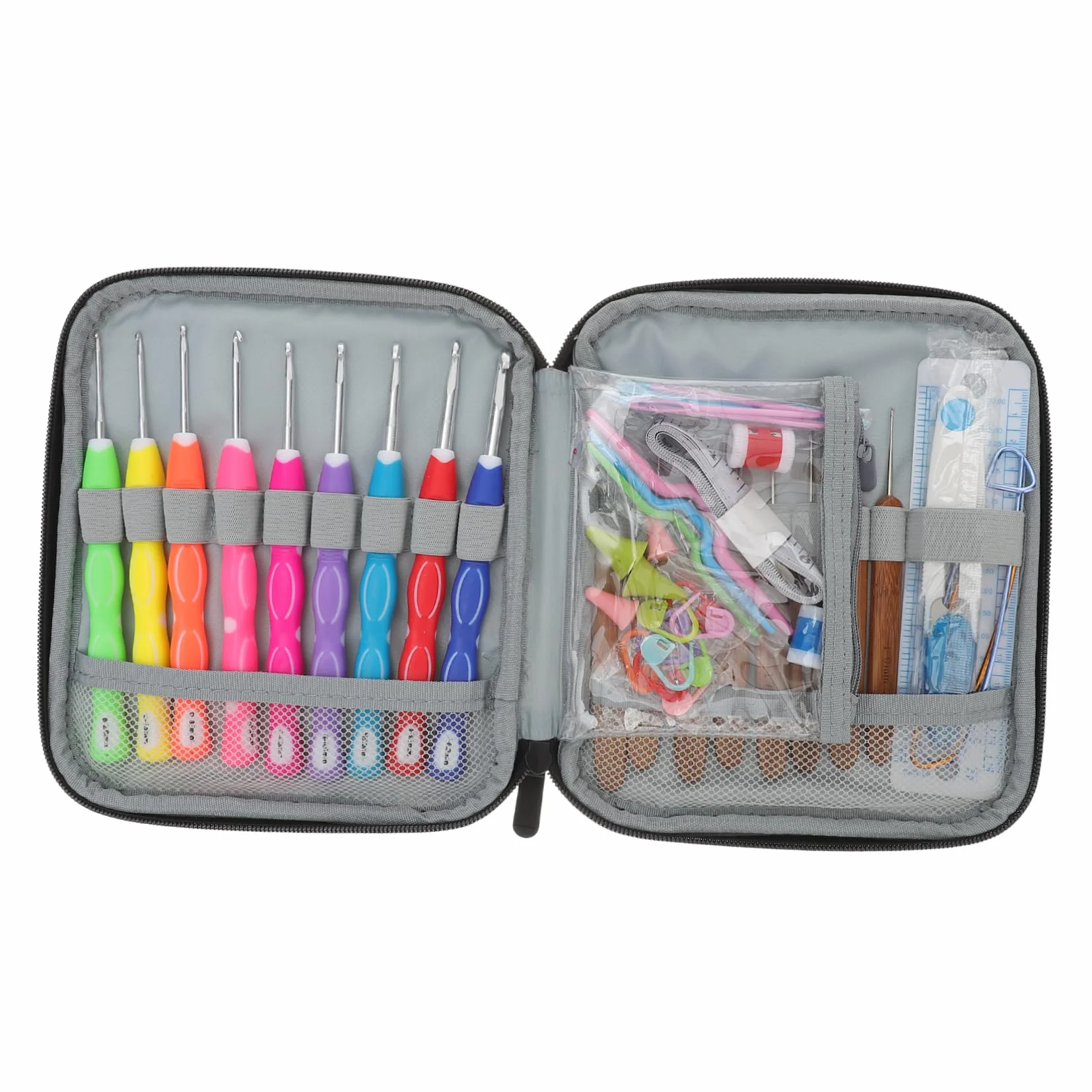 Kit de Crochet para Principiantes 47 Piezas, Agujas de Aleación de Aluminio Suaves Rebabas, Estuche de Lona para Manualidades