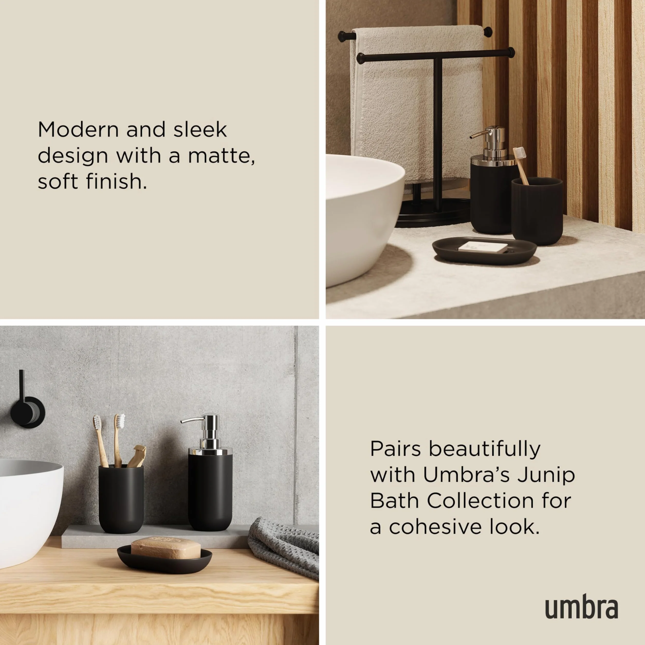 Umbra Junip Vaso para baño, Resina, Negro