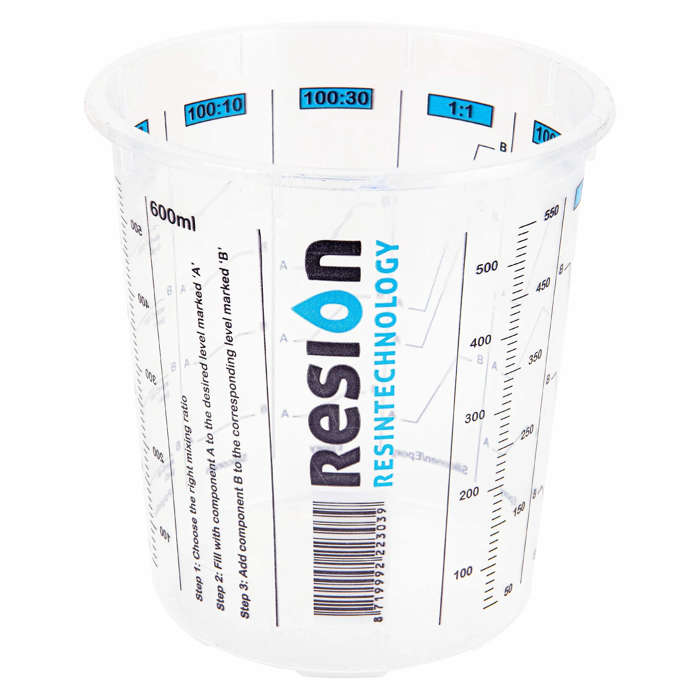 RESION 25 vasos mezcladores de pintura 650 ml epoxi poliéster taza medidora