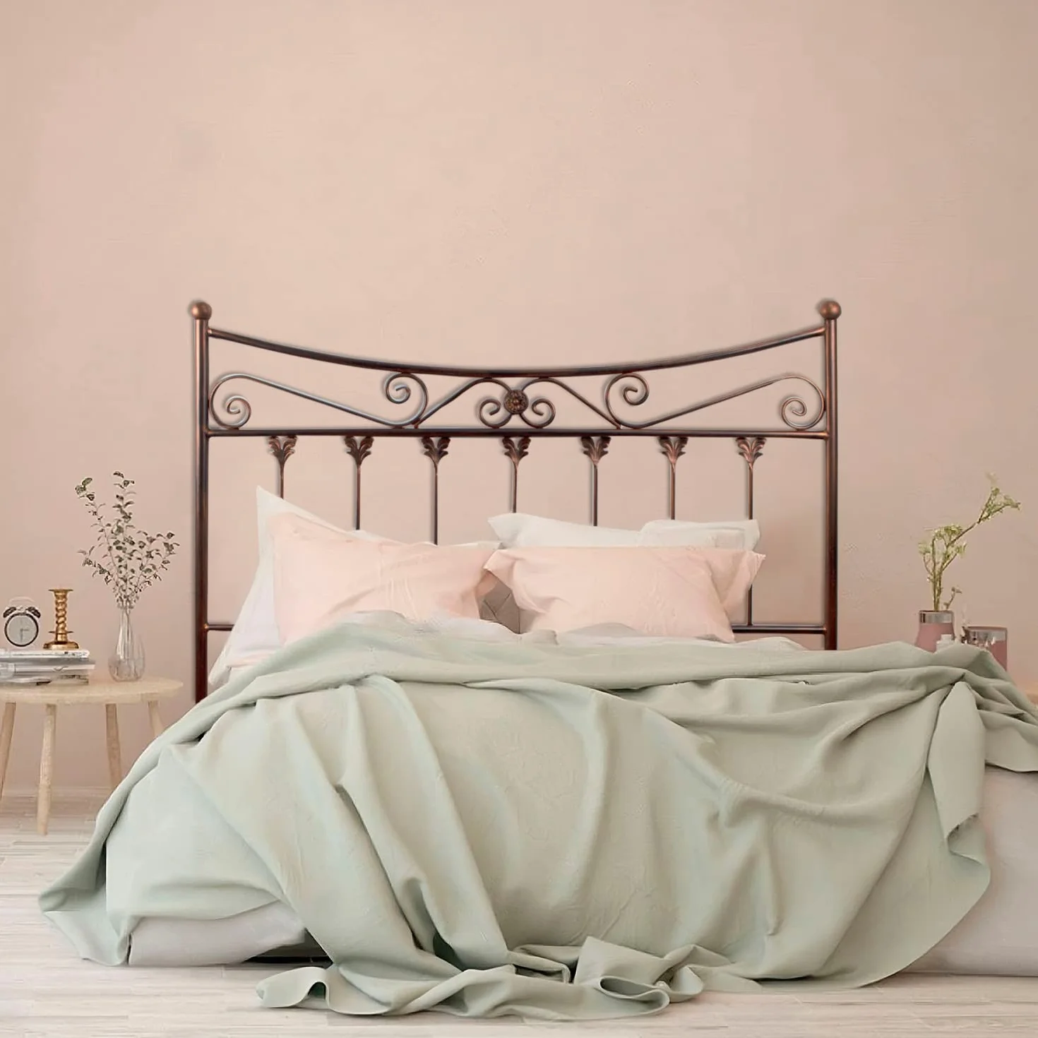 El Herrero Cabecero de Forja Córdoba | Cabezal para Cama de Matrimonio e Individual | Producto Artesanal, Hecho en España Negro con Pátina Cobre, para Cama de 135 (142cm)
