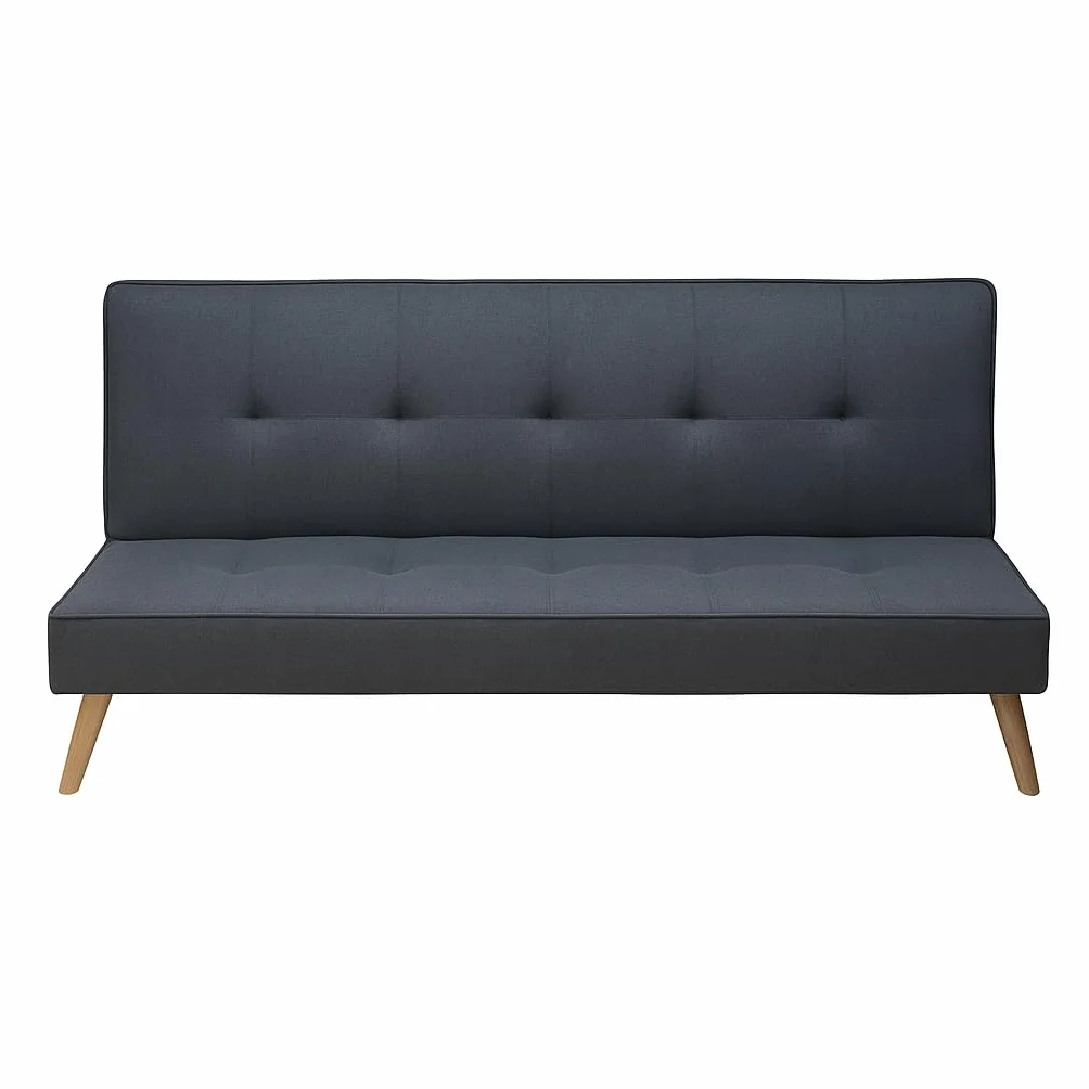 SHIITO | Sofá Cama Norden Moderno, Tapizado Gris, Sistema Clic-Clac, Diseño Escandinavo, Patas de Madera, 188x88x88 cm