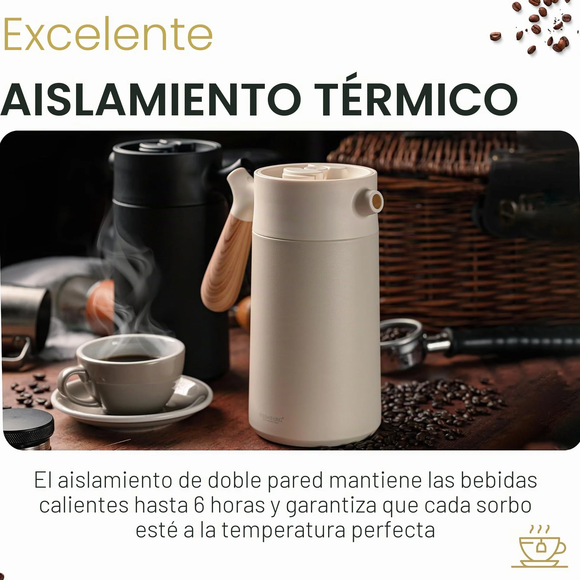 Heemburg French Coffee Press – Cafetera térmica de calidad de acero inoxidable | Prensa de café con aislamiento de doble pared para un café y té perfectos