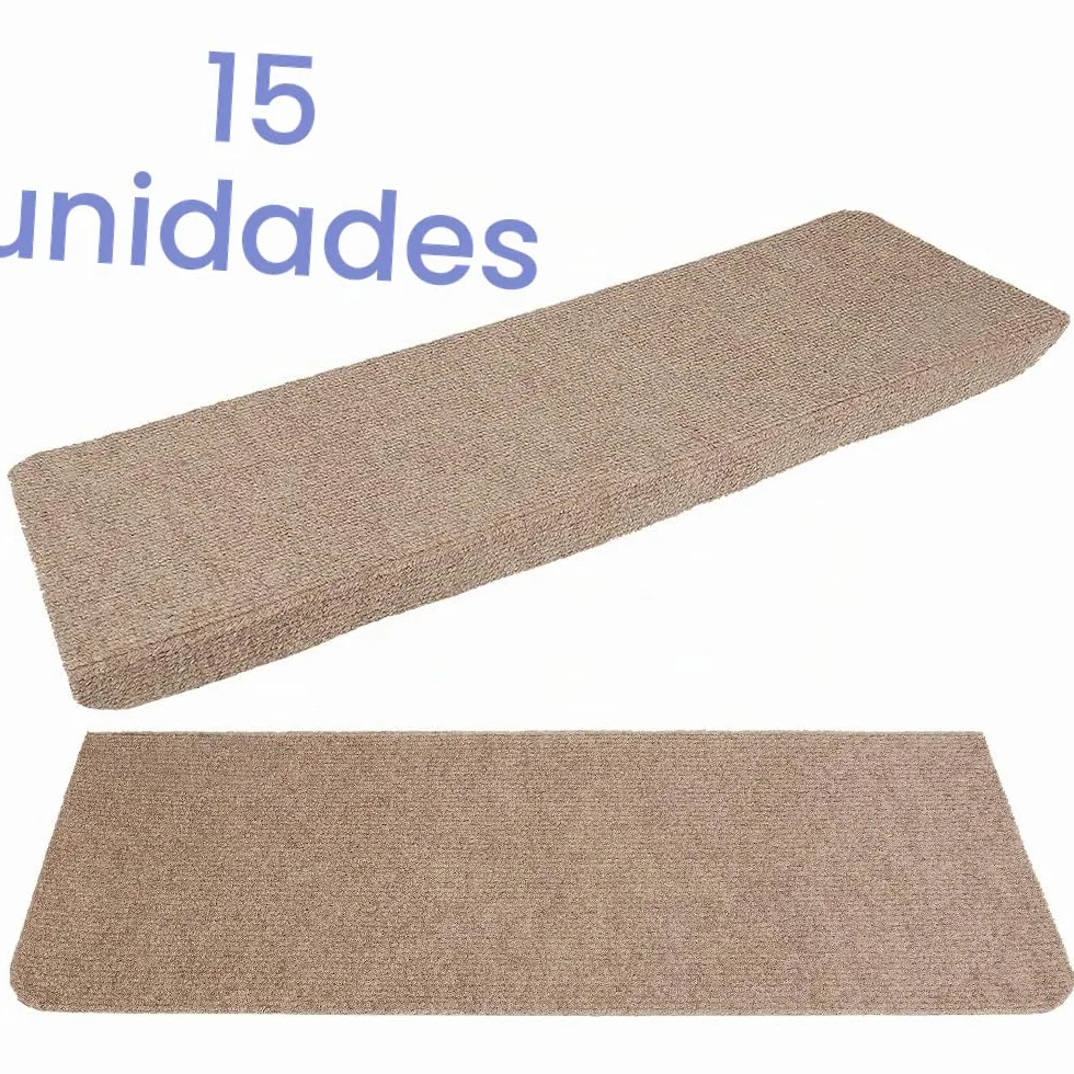 HUOLE 15x Alfombrilla Autoadhesiva Escalera Protector Alfombra Peldaños Adhesivos Decoración Amortiguación Antideslizante Sisal Beige Oscuro (65x25cm marrón)