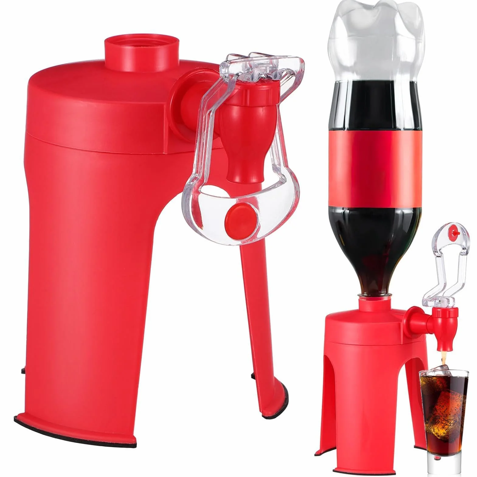 Soda Dispenser – ABS 12x17cm | Hand Pressure Inverted Cola Drinking Saver, Compact Soda Dispenser Gadget For Home Bar Accessory, Camping Picnic | For Parties Outdoor Events And Daily Use