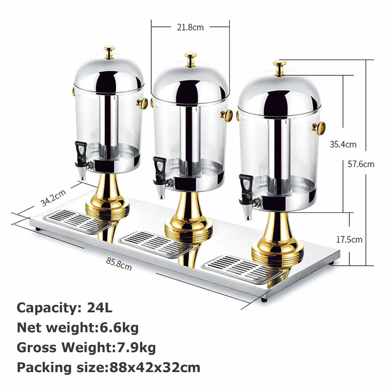 Máquina comercial de bebidas frías, Dispensador de bebidas de acero inoxidable de 24 litros con grifo, para fiestas, eventos, catering, restaurante, servicio en casa, jugo (Silver)