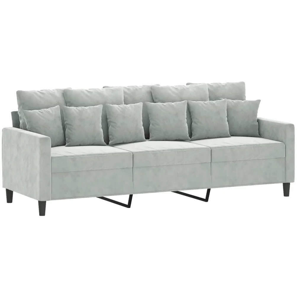 Willood Sofá de 3 Plazas, Asiento con Reposabrazos Respaldo, Sillón de Descanso Relax Televisión, Sofá Tapizado para Salón, Tela Gris Claro