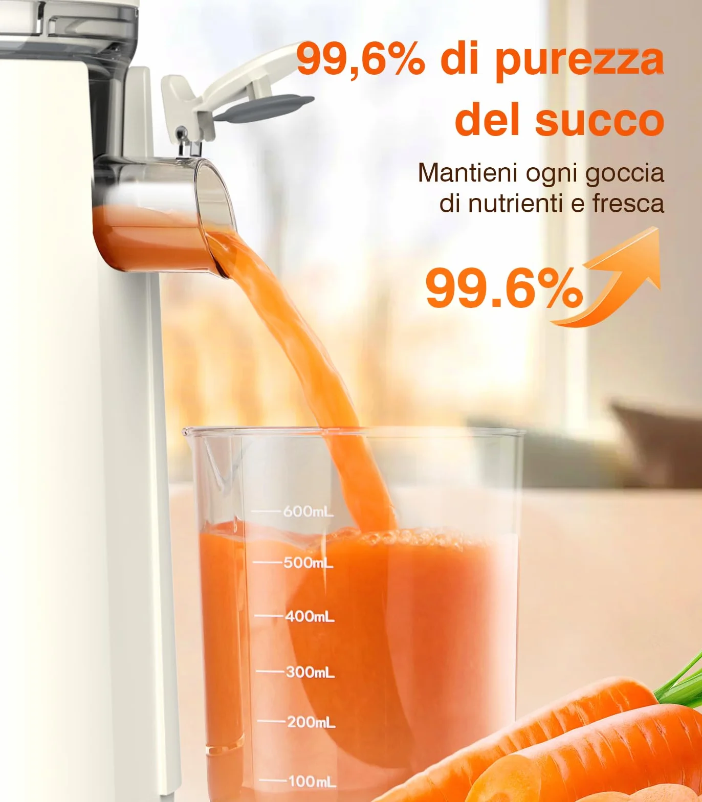 Zasmira Exprimidor Lento con Canal de Alimentación 120 mm, 99.6% Pureza del Jugo, Licuadora de Zumos y Batidos