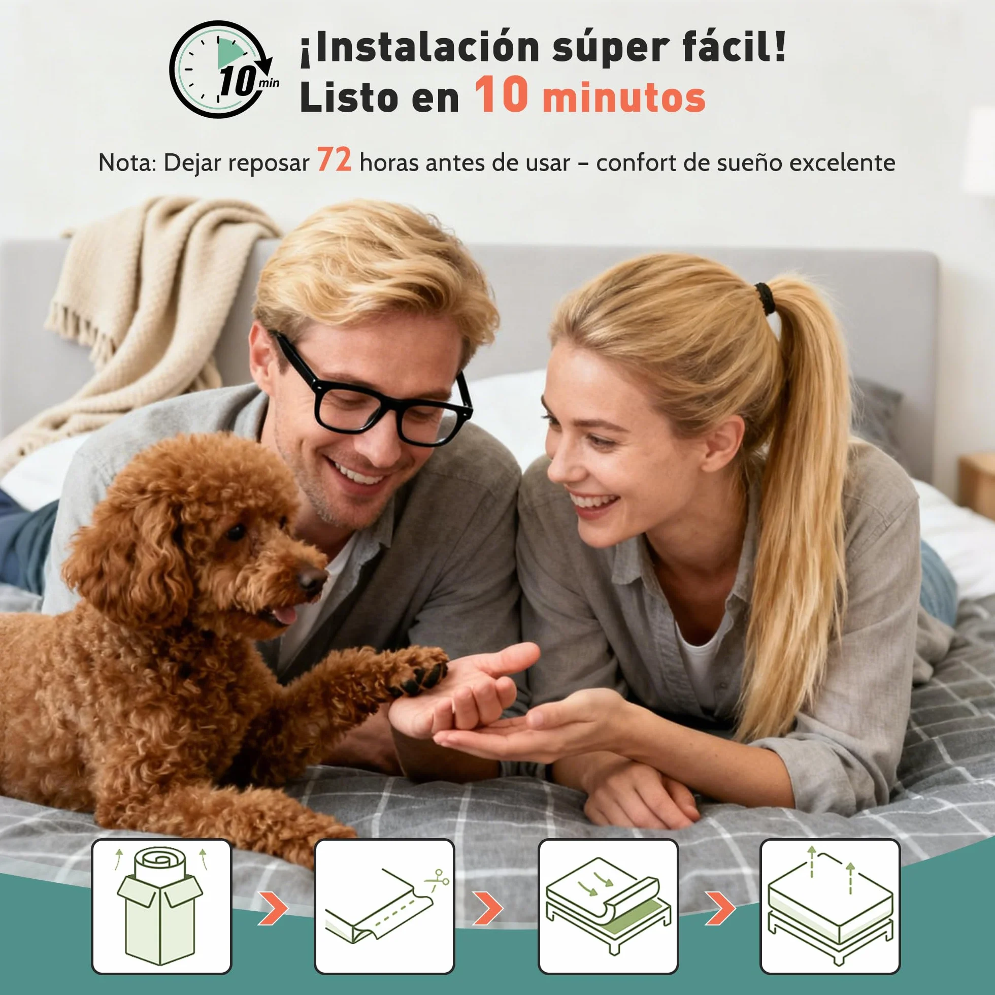 Topper para colchones de 90 x 190 x 8 cm, Protector de colchón Suave, sobrecolchón con Bolsillos, colchón Mate, para colchones Duros, Camas con somier, Cama de, Peso del Relleno 1000g