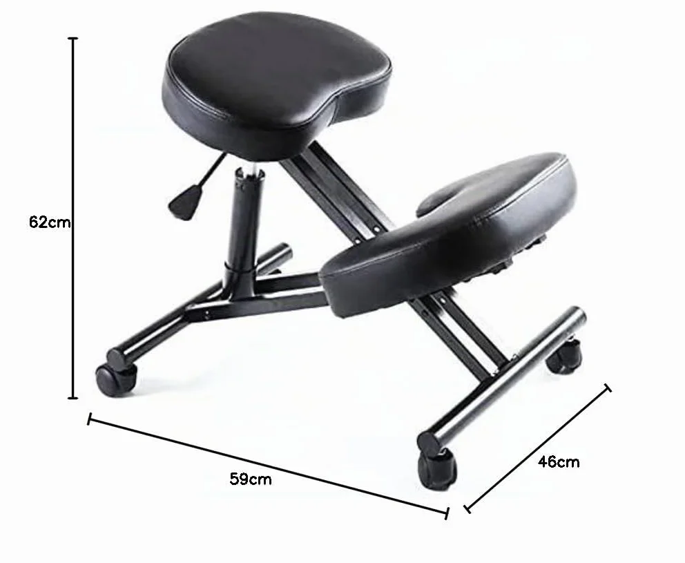 Silla de rodillas ortopédica taburete ajustable ergonómico trasero postura oficina marco asiento negro modelo 2021