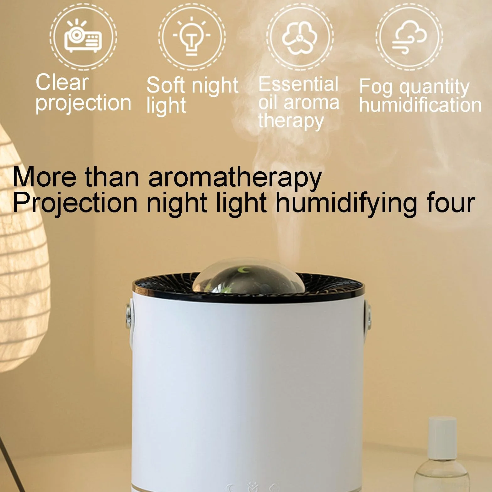Humidificador ultrasónico con luz nocturna LED, proyección multifunción, proyección dinámica de 360 grados, perfecto para el hogar, oficina, dormitorio