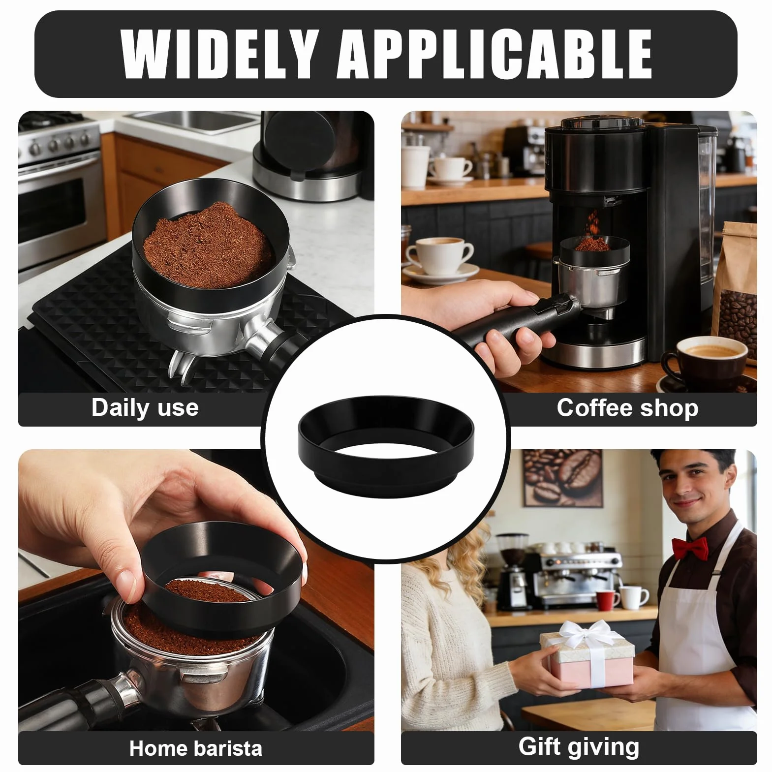 Coffee Dosing Ring 58mm 2 en 1: Dosificación y Nivelación