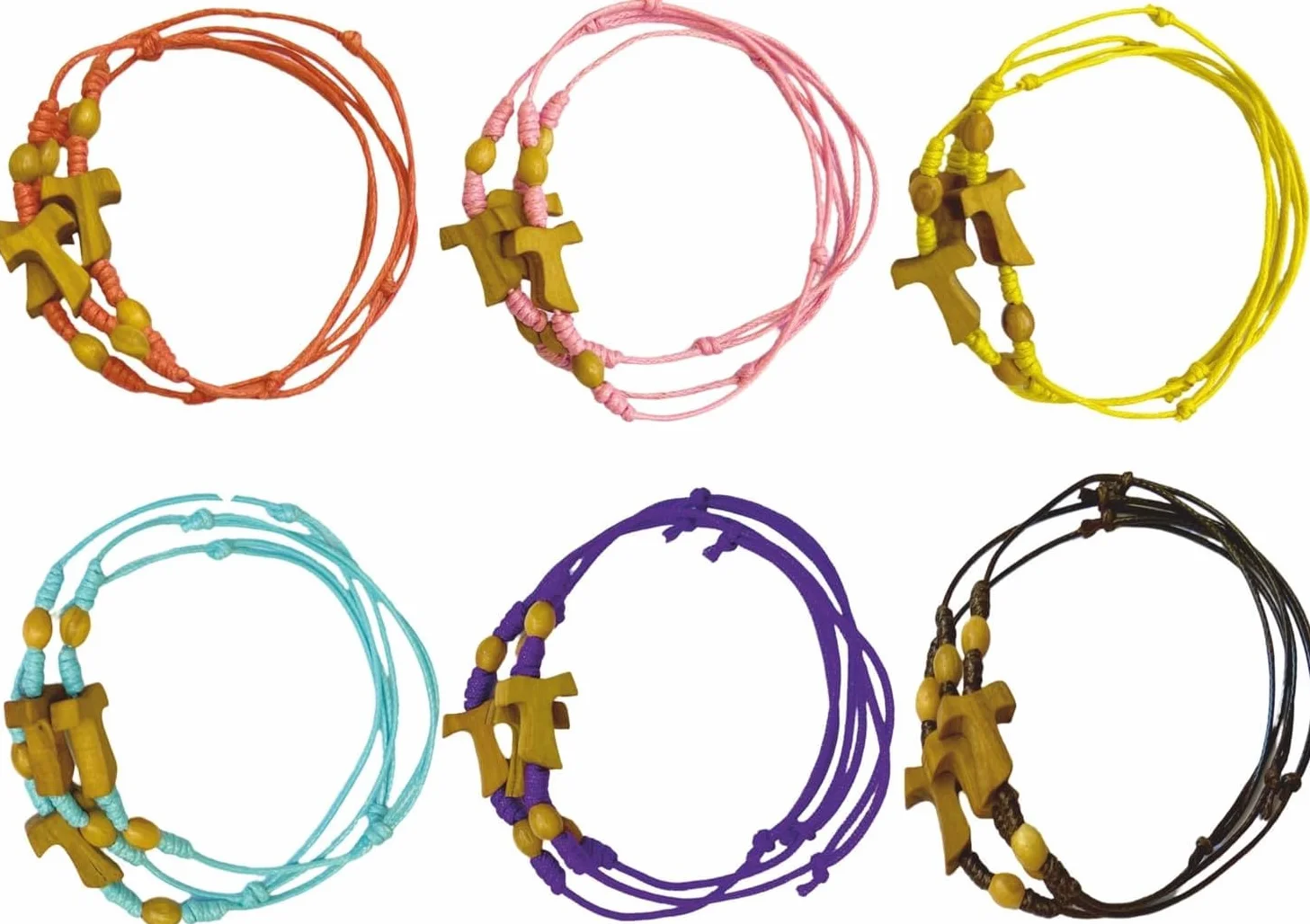 30 pulseras ajustables con tau en olivo y bolas de 6 colores surtidos fabricadas en la Patria de San Francisco
