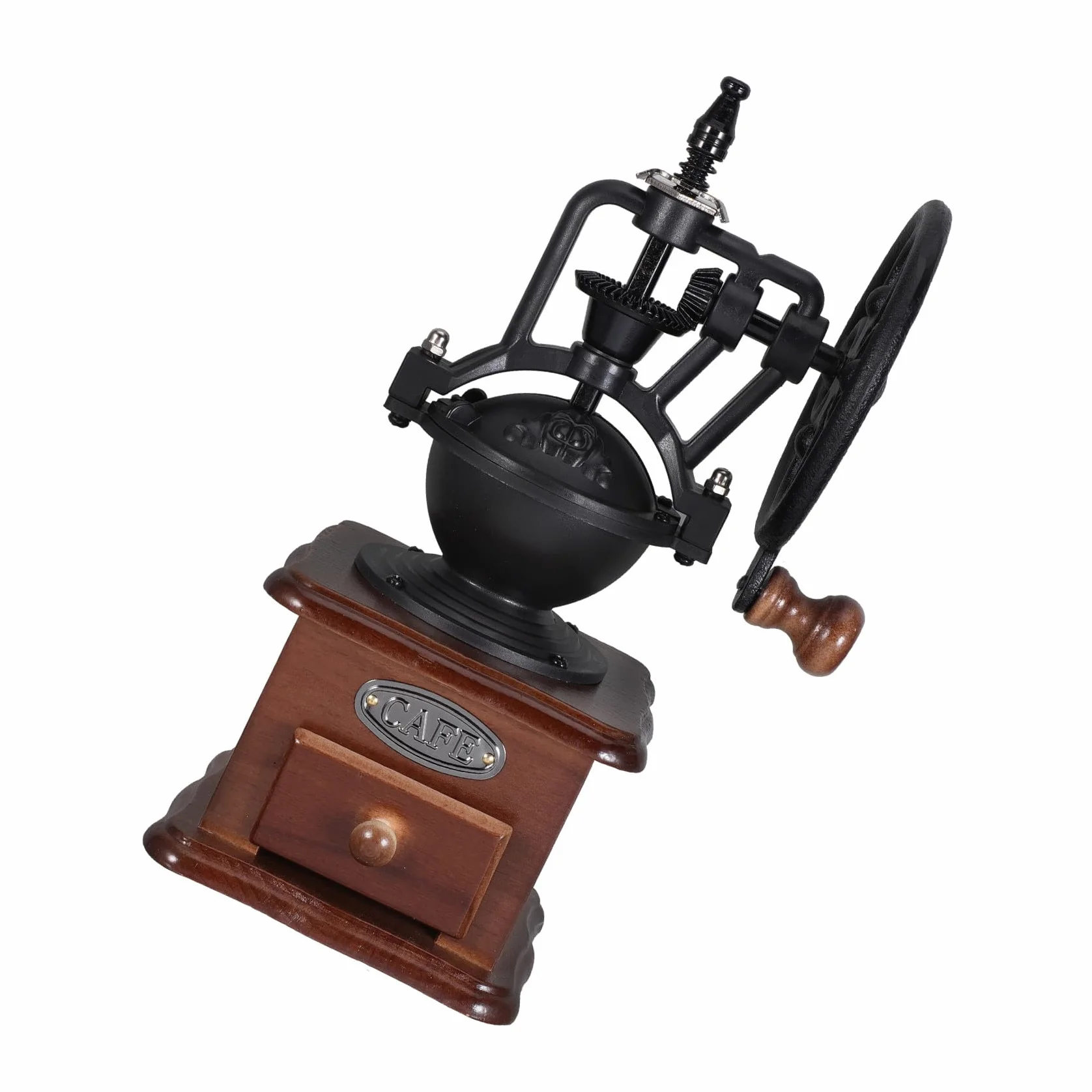 Molinillo de Café Manual Base de Madera y Muelas de Cerámica, Portátil y Silencioso para Camping y Viaje de Negocios
