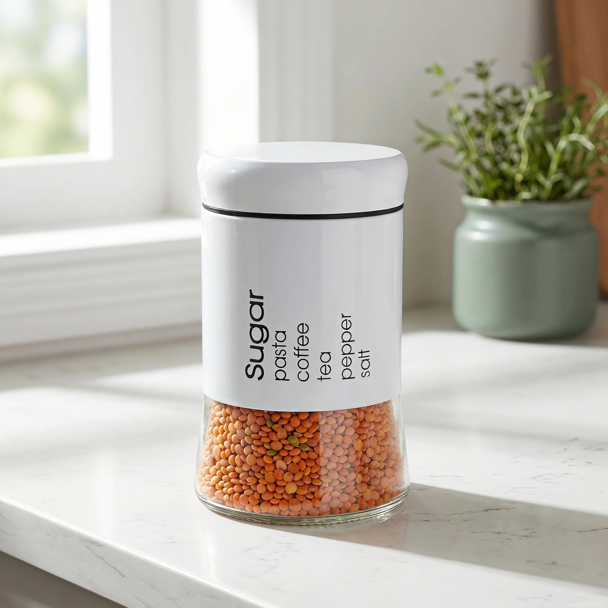 OUNONA 3 tarros de cristal de 600 ml con boca ancha, herméticos, con tapa, ideales para almacenar alimentos secos, té y café. Organizadores de despensa lavables y reutilizables, perfectos para