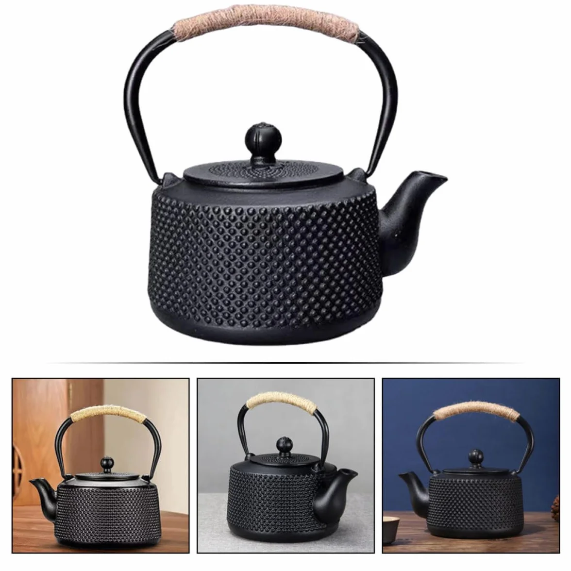 VICASKY Tetera de Hierro Fundido Clásica de 900ml Infusor para Hojas Sueltas, Ligera y Fácil de Limpiar, Adecuado para Hogares y Oficinas Estilo Vintage Japonés