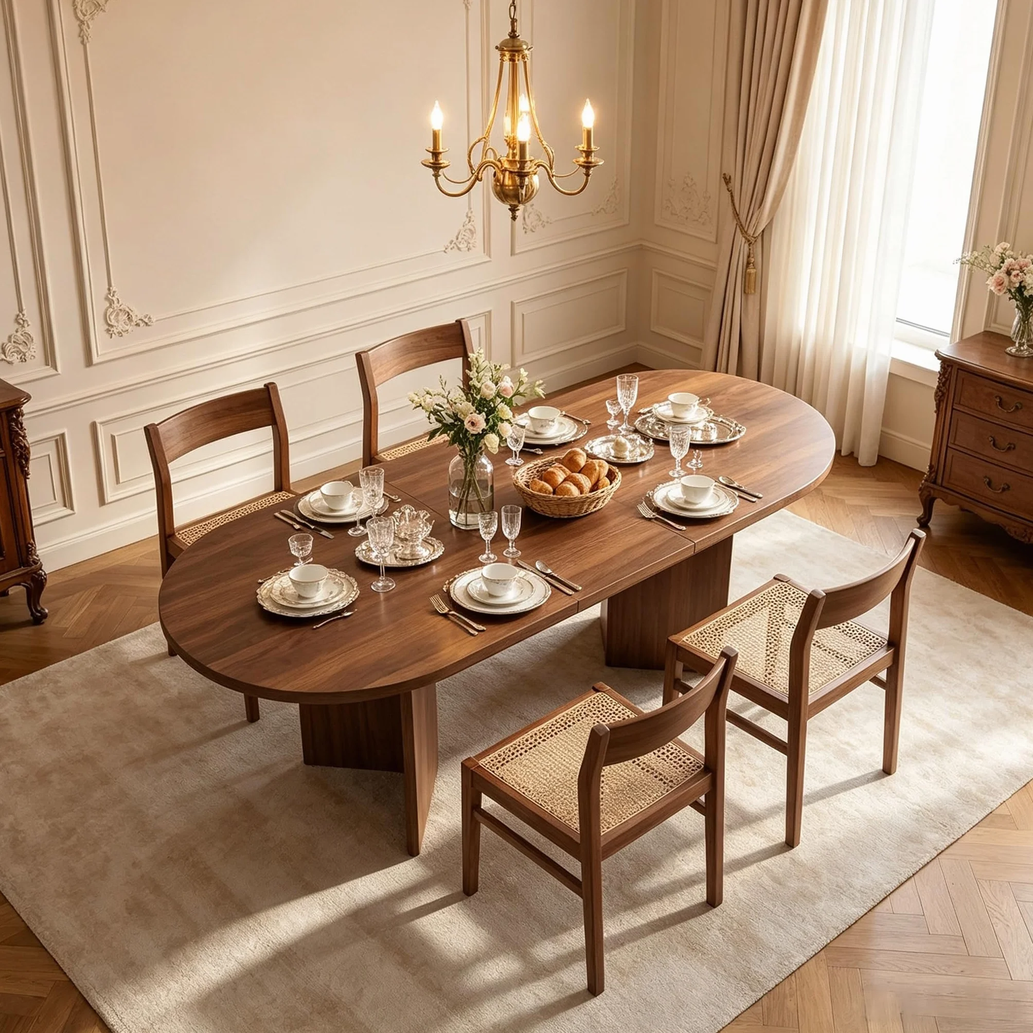 Mesa de comedor extensible 120/160 x 80 cm para 4–6 personas, mesa de comedor rectangular con esquinas redondeadas y tablero de 18 mm, mesa de cocina moderna de estilo sencillo (Nogal, 120/160 x 80 cm