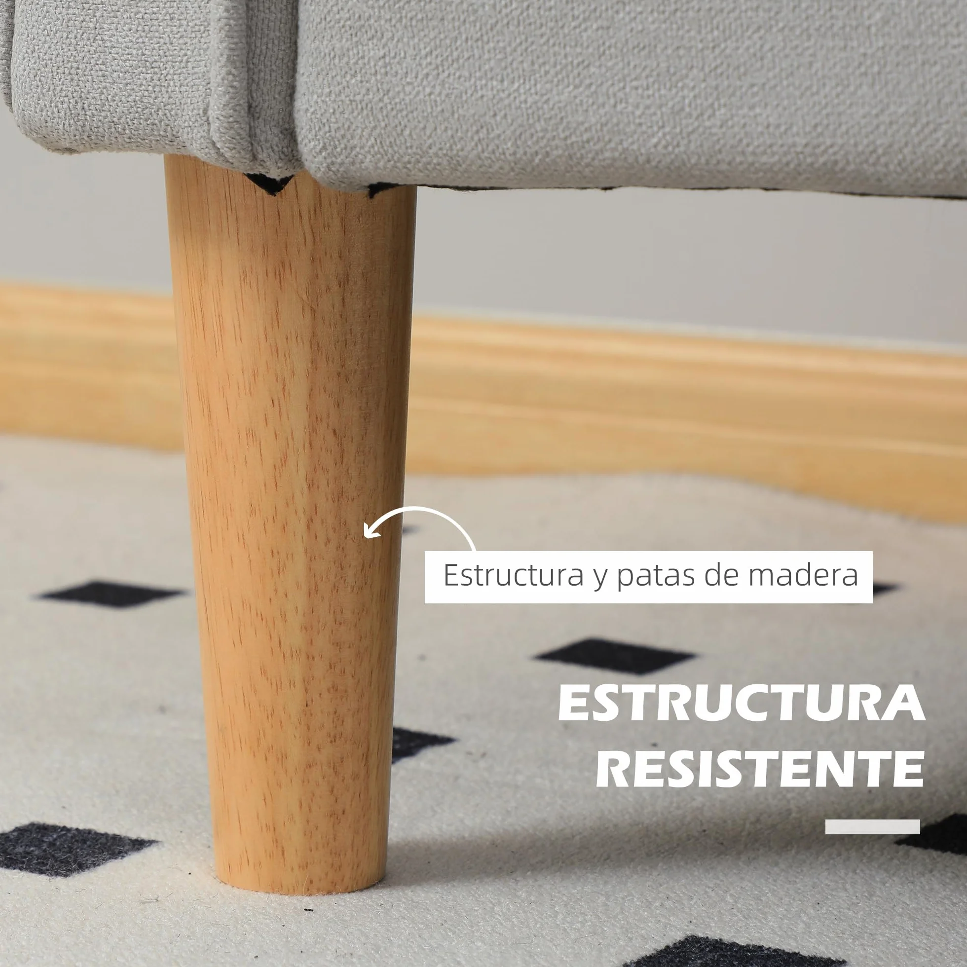 HOMCOM Sofá de 2 Plazas con Espacio de Almacenamiento, Sofá Moderno de Terciopelo con Patas de Madera, Respaldo Capitoné, para Salón, Dormitorio, Oficina, 117x62x78 cm, Gris Claro
