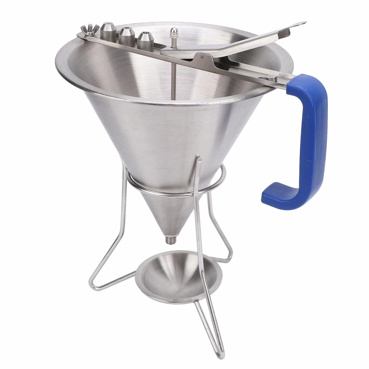 Embudo de confitería con soporte, dispensador de embudo de acero inoxidable, dispensador de masa uso de panadería