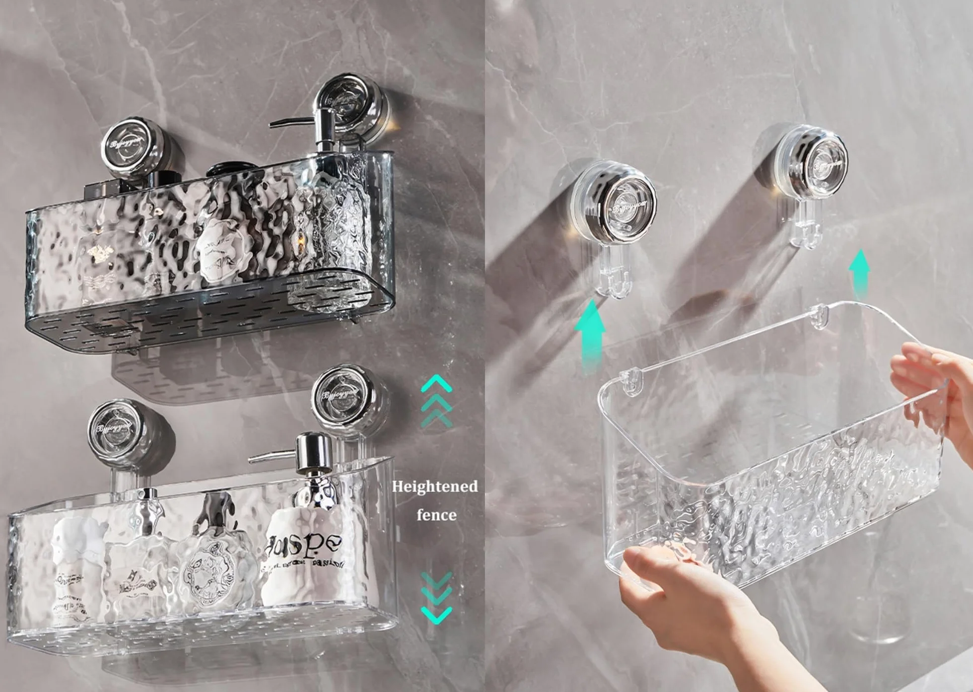 Estante de baño con ventosa, organizador de pared transparente sin taladro, para ducha, cocina y baño, estante de ducha impermeable para jabón, champú y cepillo de dientes