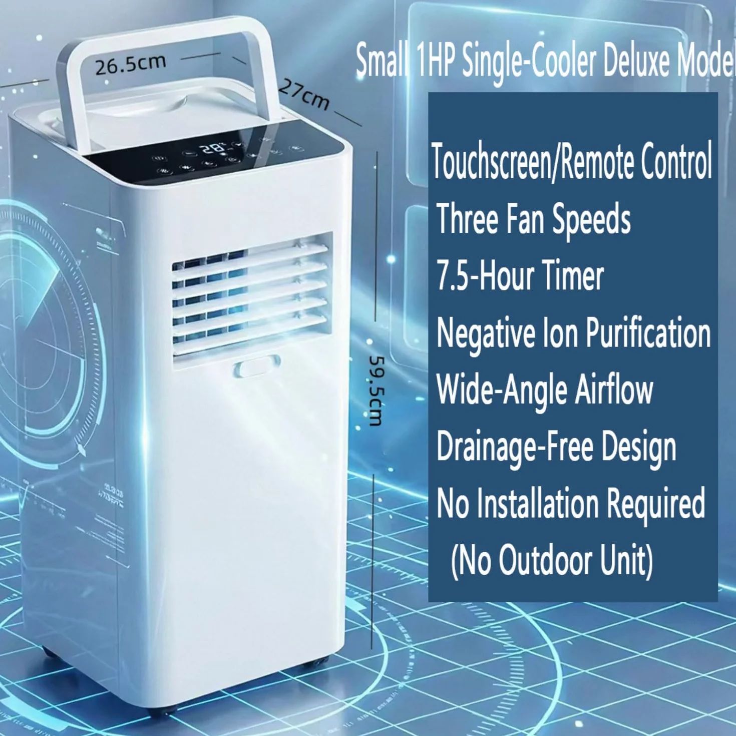 Aire acondicionado portátil de 7000 BTU enfría habitaciones de hasta 300 pies cuadrados, unidad de CA 4 en 1 con ventilador, deshumidificador, control remoto, modo de suspensión silenciosa, kit de